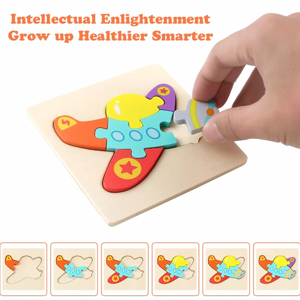 HOTUT Puzzles de Madera de Animales para Niños,6pcs Rompecabezas Puzzle Juguetes Bebes,Puzzles de Madera Juguetes Bebes, Montessori Puzzle Bebe Infantiles,para Niños