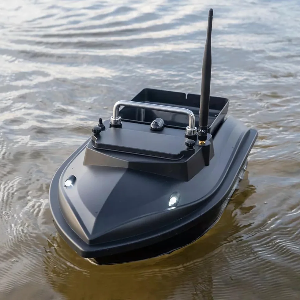 Bote de Pesca 500 m, Barco de Pesca RC, 2 kg, Carga con Bolso, Dispositivo alimentador de Peces, 500 m, Distancia de 2 kg, Cebo, Carga, Mando a Distancia, Barco (Verde) (Negro)