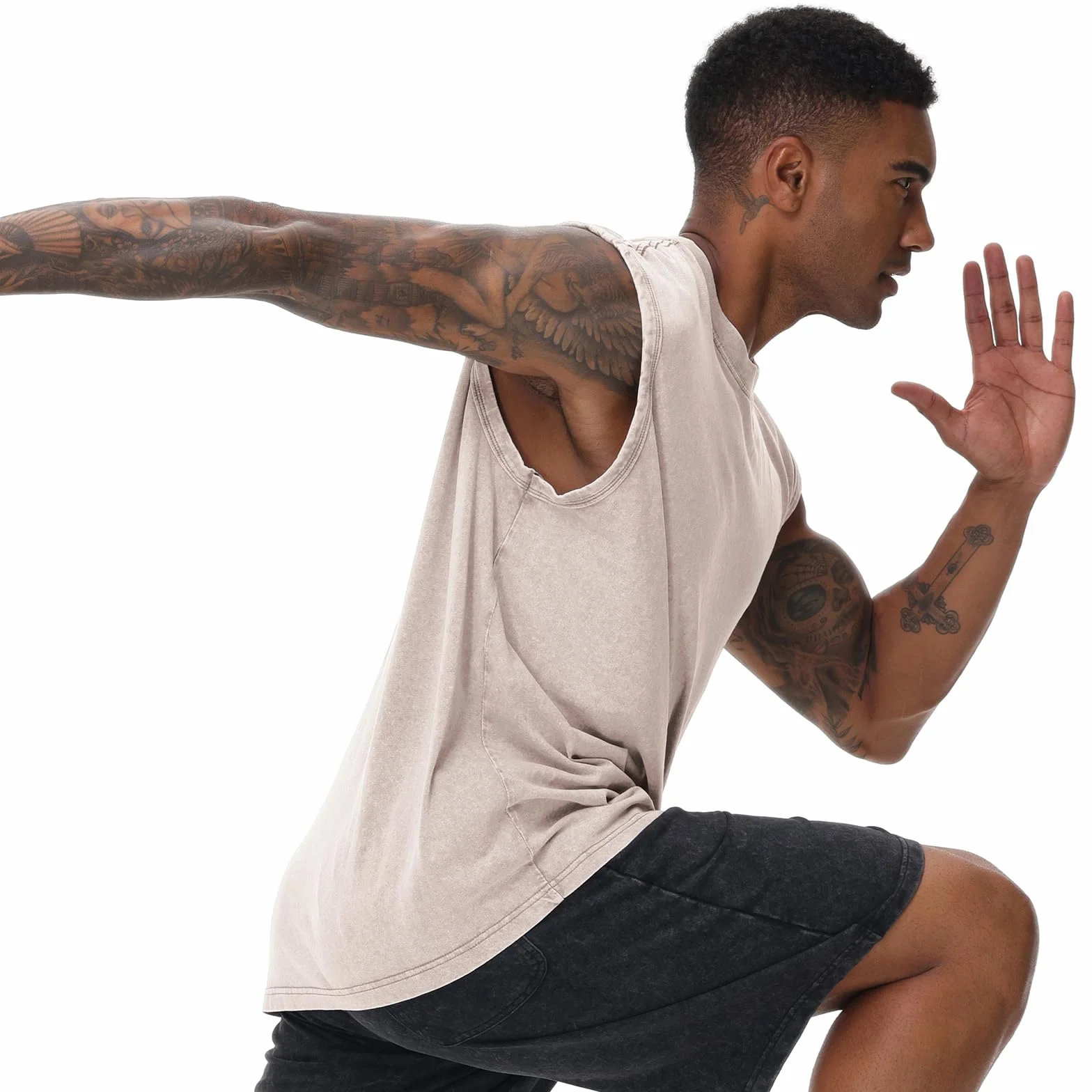 Camiseta sin mangas de algodón para hombre entrenamiento gimnasio
