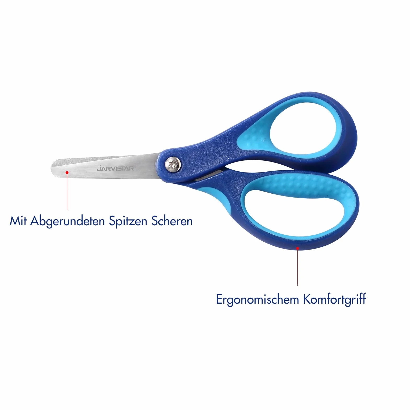 JARVISTAR Tijeras de Seguridad para Niños, Acero Inoxidable Hojas Redondeadas Tijeras para Niños, Para Diestros Tijeras de Papel para Niños y Niñas en el Jardín de Infancia, 13 Cm (Azul/Rosa/Naranja)