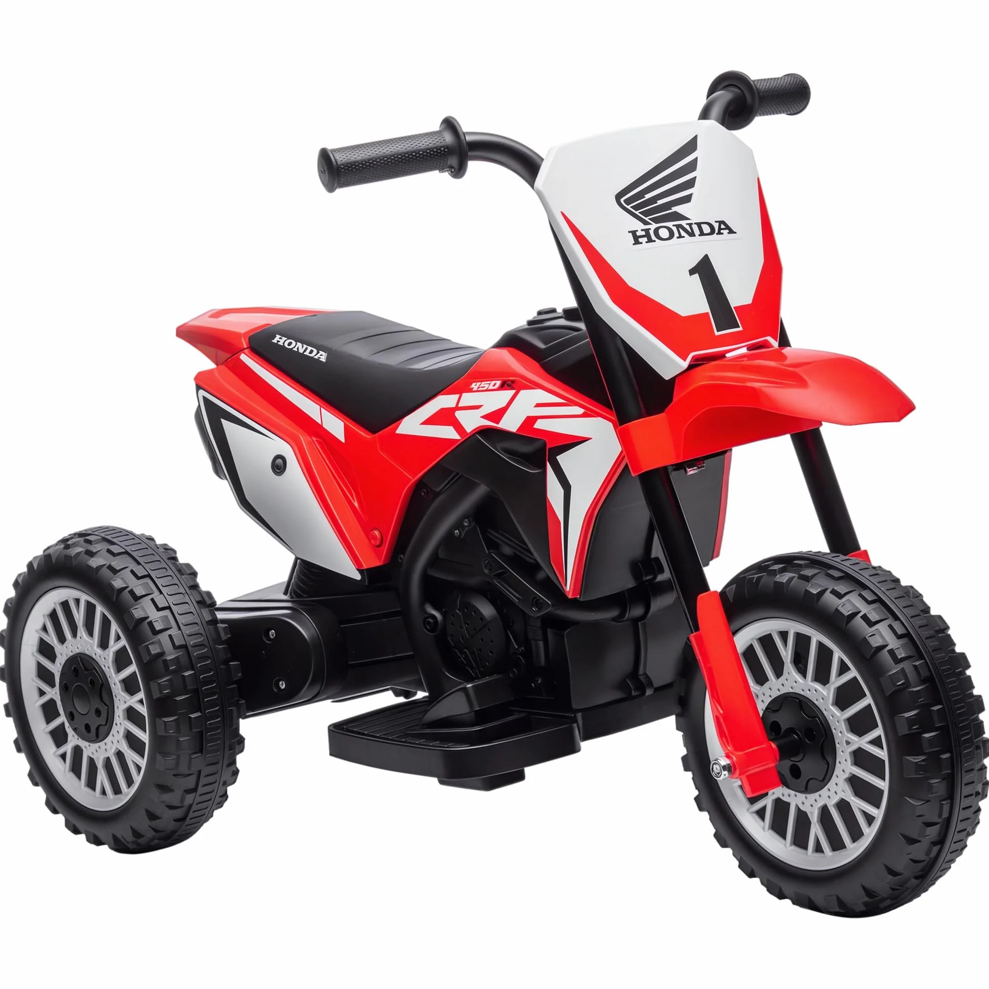 HOMCOM Moto Eléctrica con Licencia Honda CRF450RL para Niños de +18 Meses Motocicleta de Batería 6V con Velocidad 3 km/h Bocina y Sonido de Arranque Carga 25 kg 71x40,5x43,5 cm Rojo