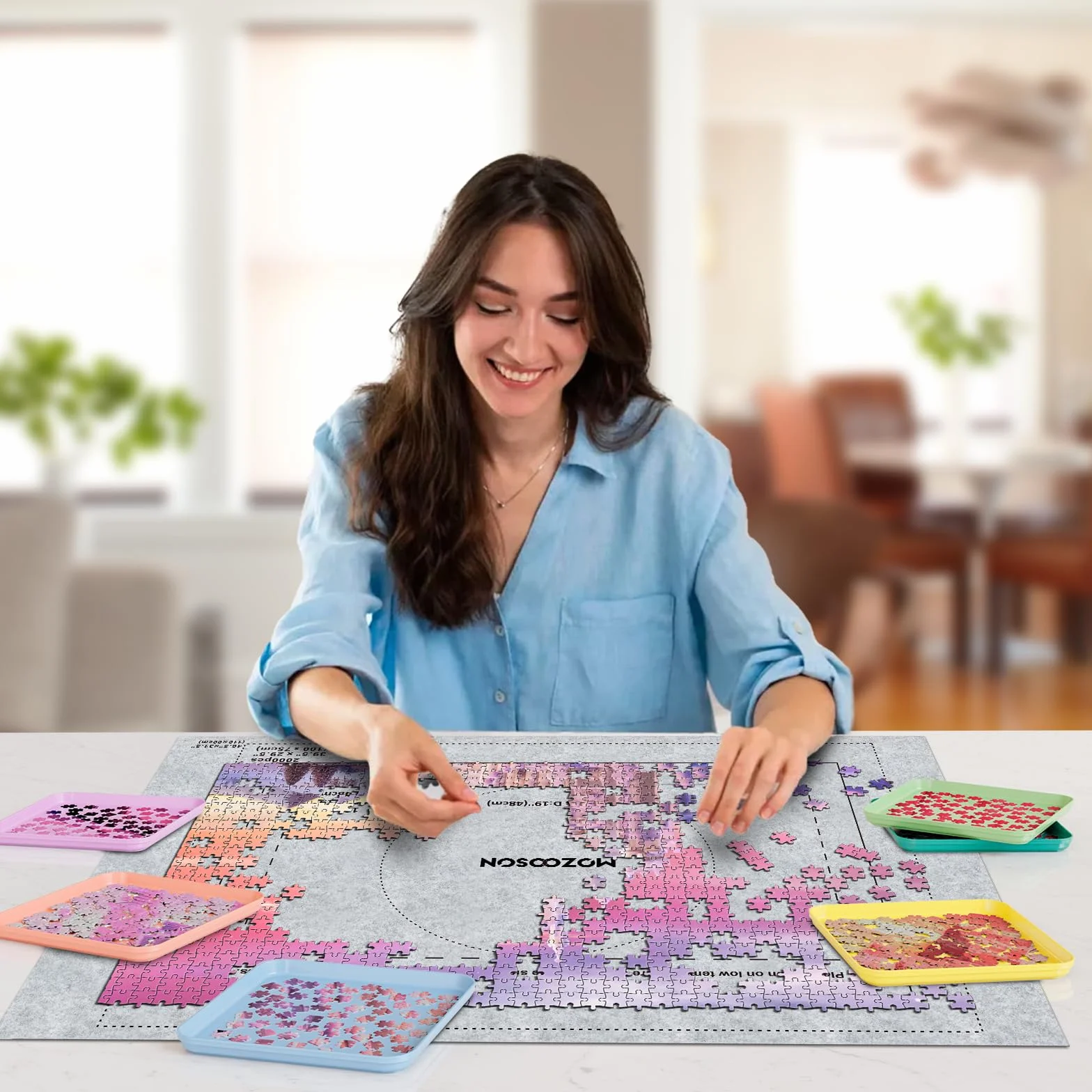 MOZOOSON 6 Bandeja Clasificadora de Rompecabezas, Puzzle Organizer, Guarda Puzzle hasta 1000 1500 2000 Piezas, Prácticos Accesorios para Puzzles