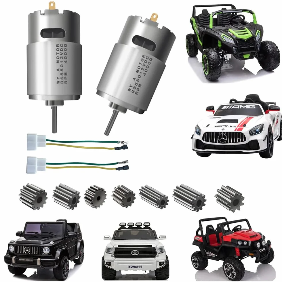 2 piezas de 12 voltios RS550 40000RPM motor de accionamiento para ruedas eléctricas Ride-Ones Motor Upgrade, accesorios de caja de cambios de motor de alta velocidad para ruedas eléctricas para niños,