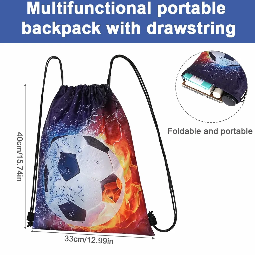DiULi Mochila de Cuerda Deportiva con Estampado de Fútbol para Gimnasio, Playa y Viajes
