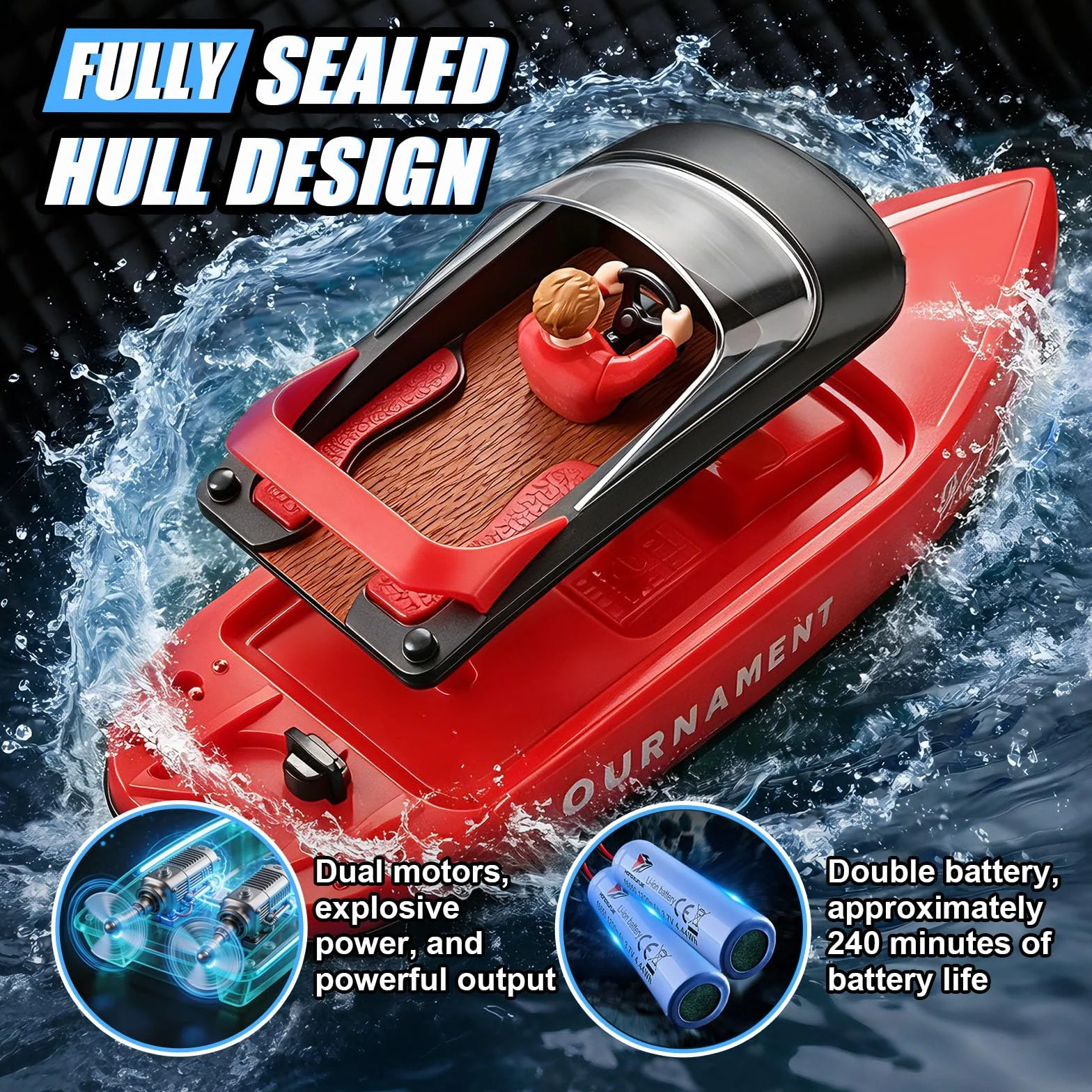 YOOHBERRYS Barco Teledirigido 2 Piezas, 2,4 GHz Barco de Control Remoto con Luces LED para Piscinas y Lagos, Barcos RC Regalo Juguete para Niños y Adultos (2PCS)