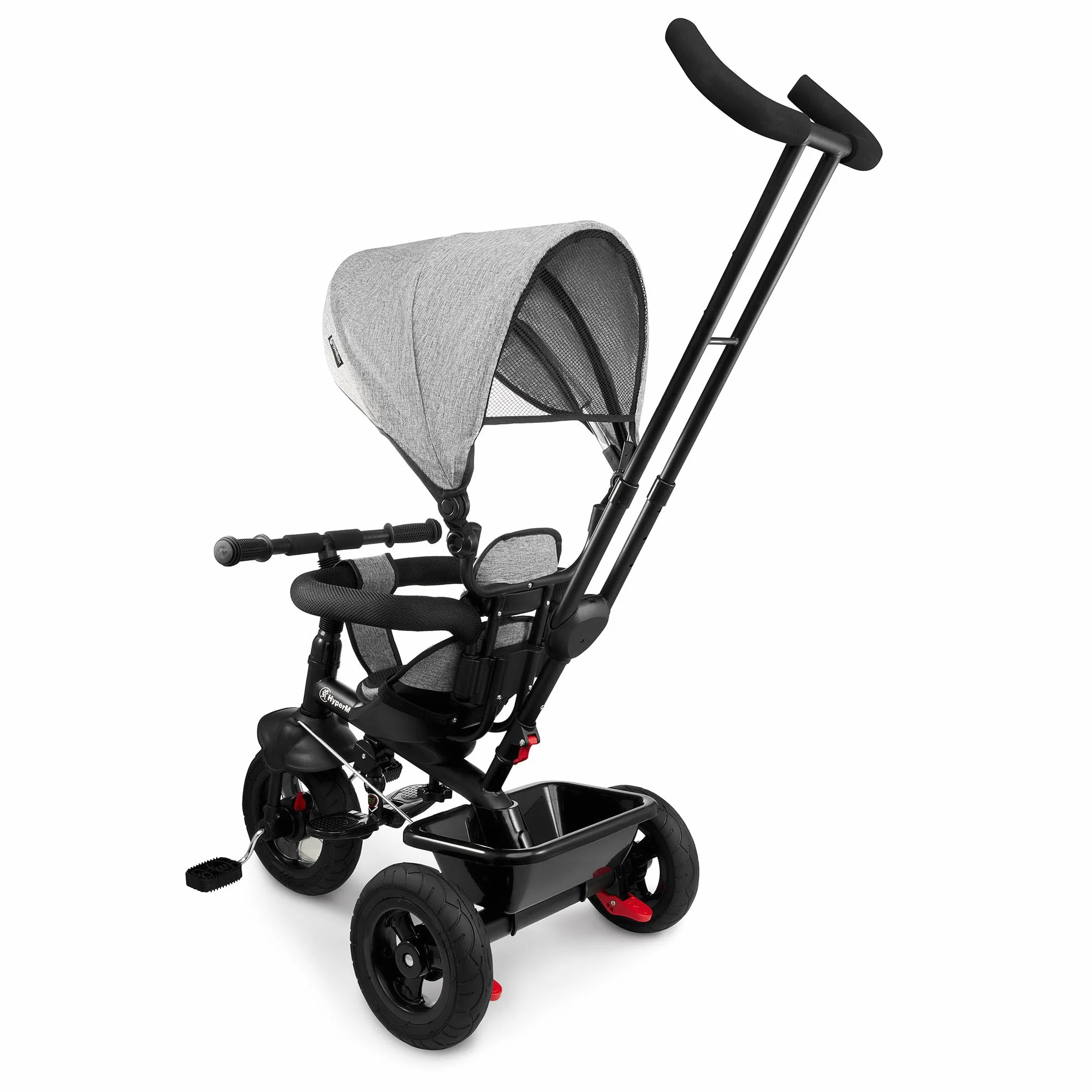HyperMotion Triciclo Infantil con Manillar para Padres - Bici Bebé 1 Año Evolutiva hasta 20kg - Modelo Similar Kinderkraft con Barra de Empuje - Saltador Bebe Gris