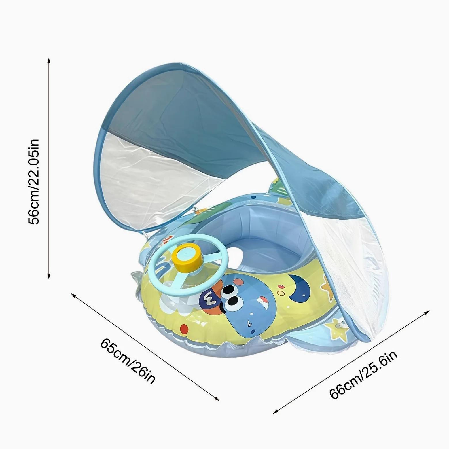 Flotador Infantil de Piscina con toldo Volante de Dinosaurio Inflable | Natación Infantil Verano Para playa vacaciones parque acuático lago río viaje accesorio fotográfico