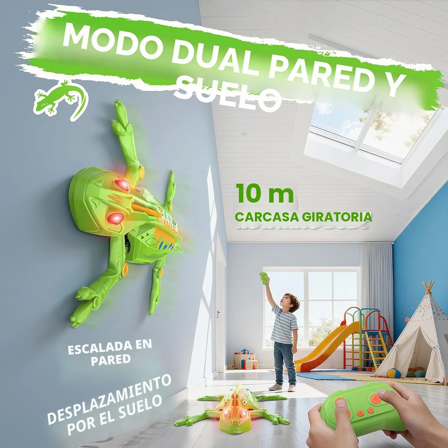 Gerbala Lagarto Teledirigido, Lagarto Robot Juguetes, Arrastrándose por Paredes y Techos, Camaleón Teledirigido con Ojos LED Brillantes, Movimientos Realistas, Regalo para Niños y Niñas 3+ Años