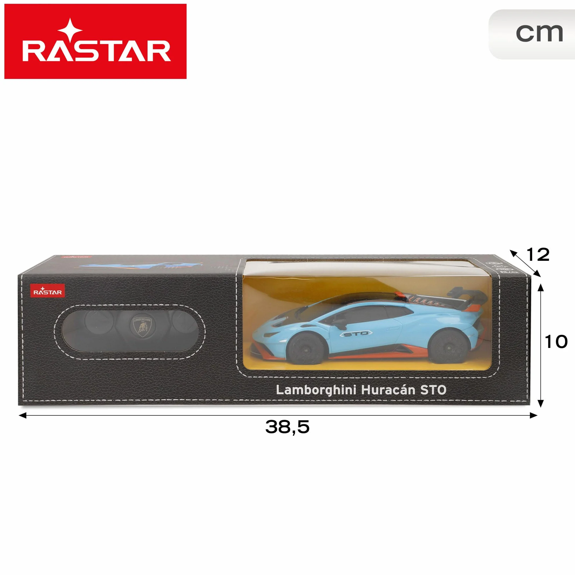 ColorBaby - Coche teledirigido Lamborghini Huracán STO, radiocontrol, Azul con Negro Escala 1:24, para niños y para Adultos, Juguetes para niños teledirigidos (46987)