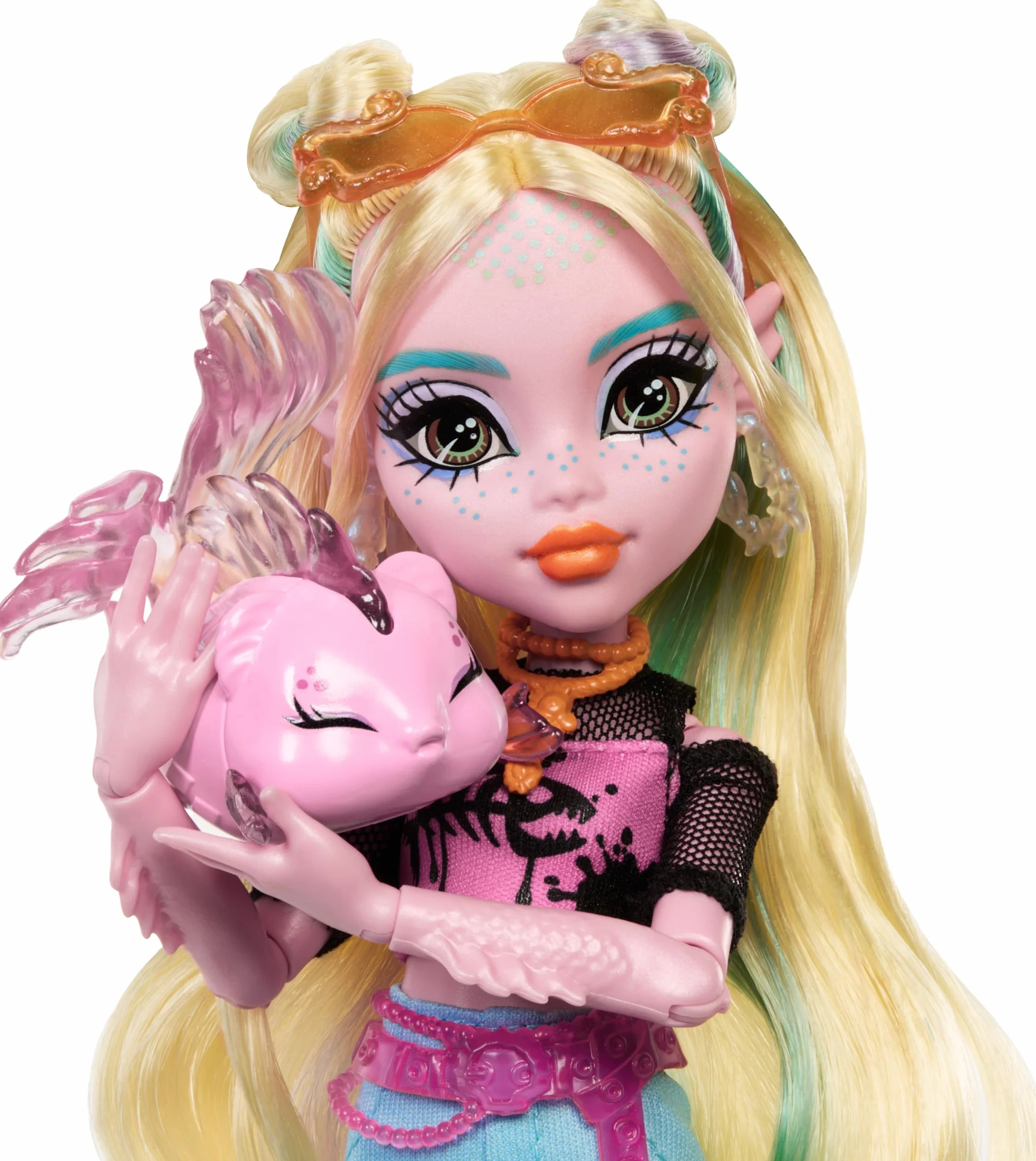 Monster High Lagoona Blue, Muñeca monstruita Marina con Camiseta de Malla y Pantalones Cargo de los años 2000, Incluye Mascota pez Neptuna, Juguete Regalo para niños y niñas +4 años, HXH75