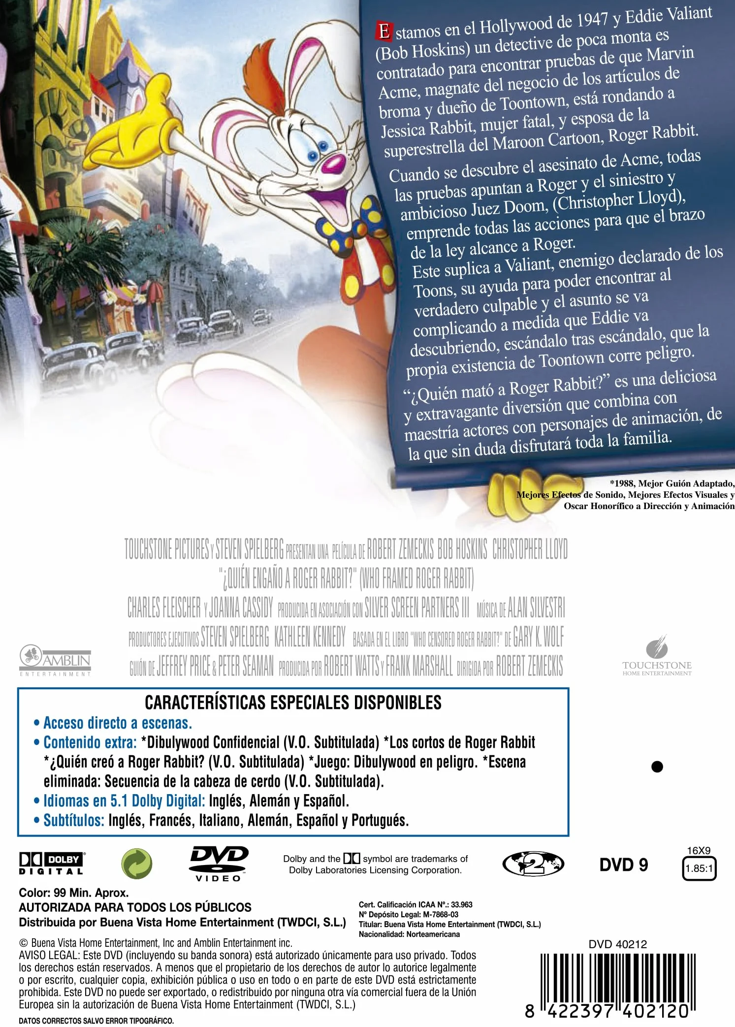 Quién engañó a Roger Rabbit? [DVD]