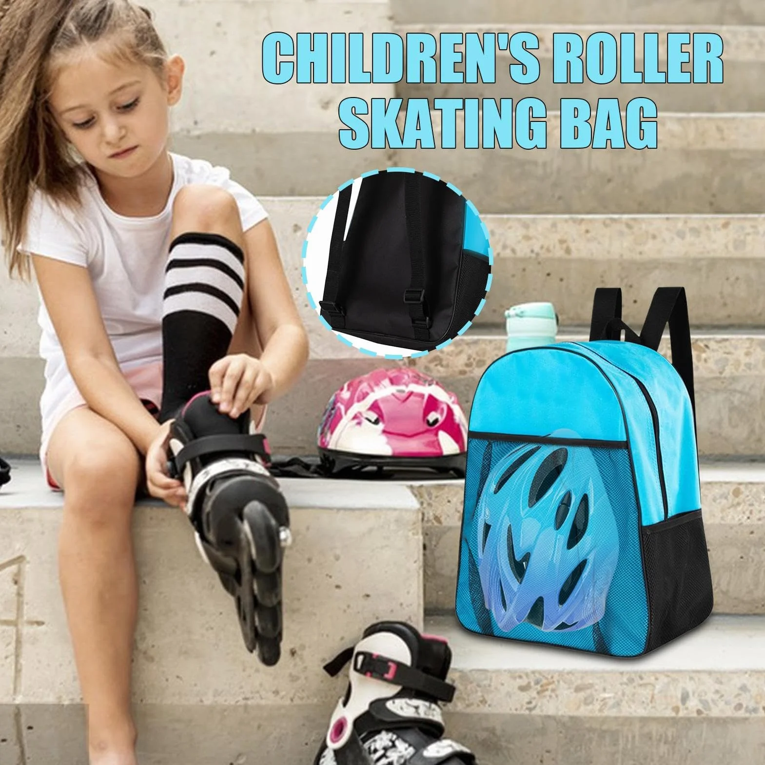 Mochila Para Almacenamiento De Patines 35x17x43cm Resistente A La Intemperie Ajustable