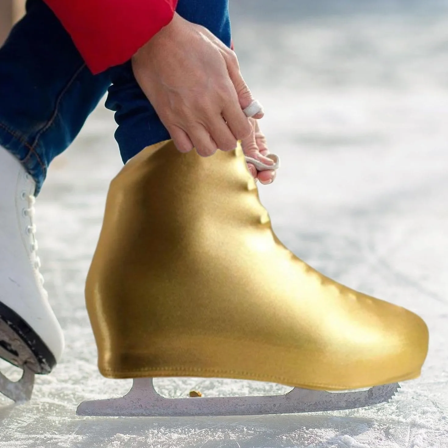 Cubrepatines de Patines en Línea y Hielo, Funda Opaca, Resistente y Elástica, Dorado, Talla 25-37