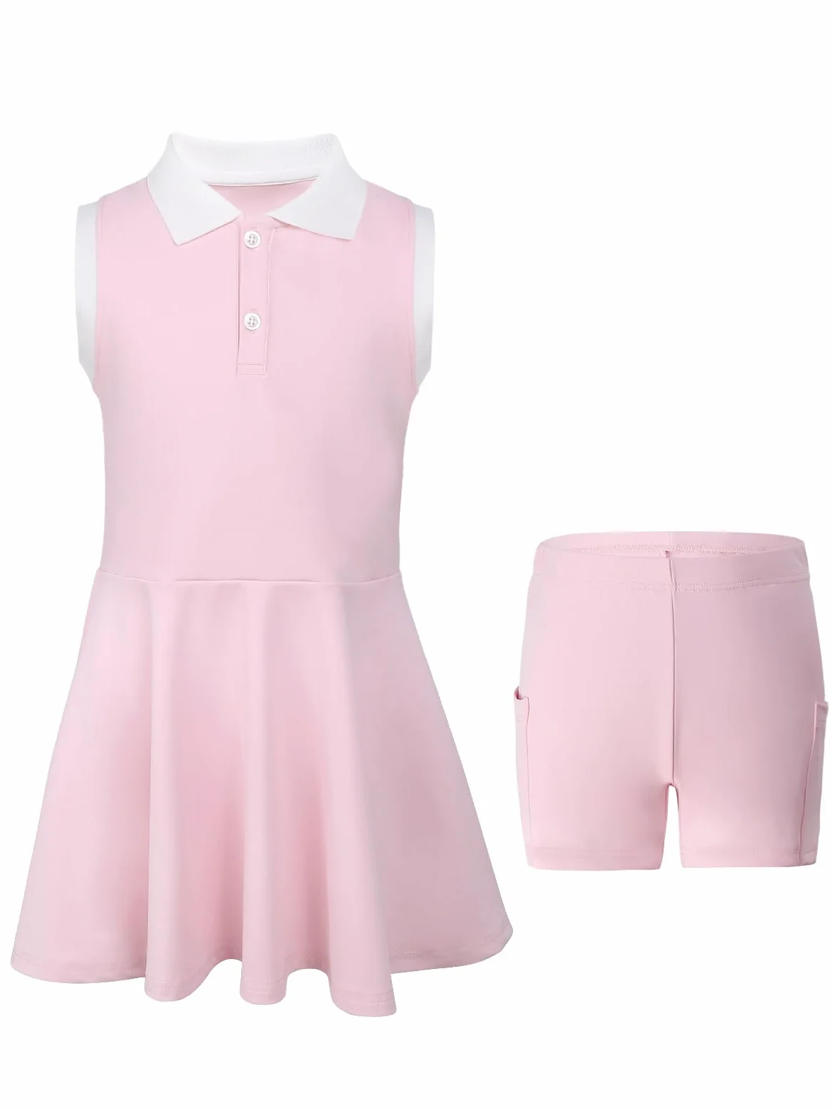 Vestido de Tenis para Niñas con Pantalones Cortos Bolsillos Deportivo sin Mangas Polo Golf 5-15 años