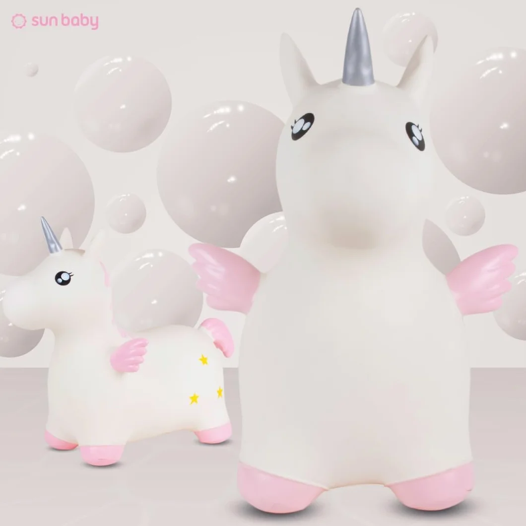 SUN BABY Saltador Hinchable para Niños hasta 45 Kg sin BPA, de 1 año, Pelotas saltarinas para niños (Unicornio Blanco con alas)