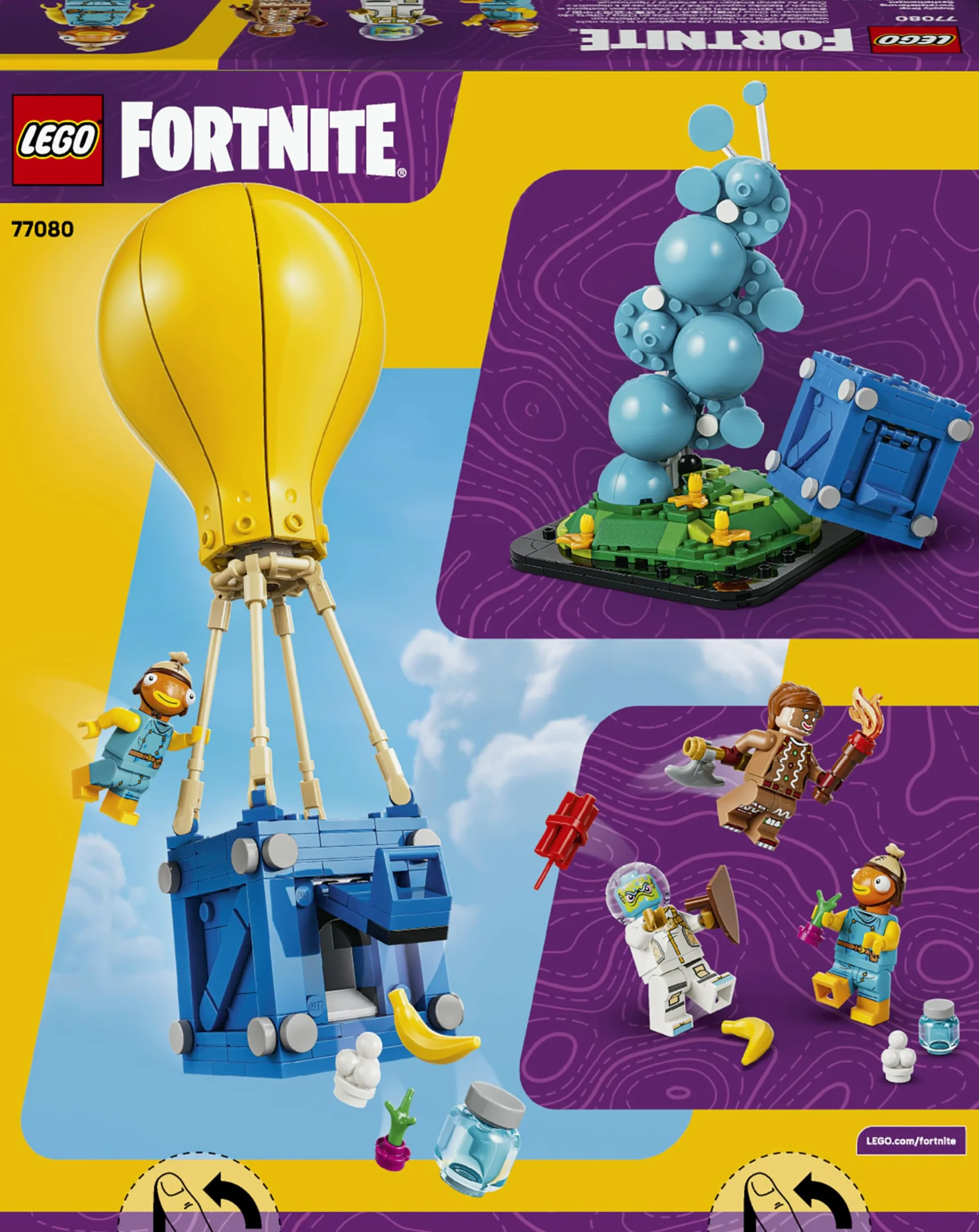 LEGO Fortnite Entrega de Suministros de Juguete – Minifiguras de Palito de Pescado, Leviatán y Artillera de Jengibre con Accesorios – Decoración Gamer – Regalo para Niños y NIñas de 10+ Años – 77080