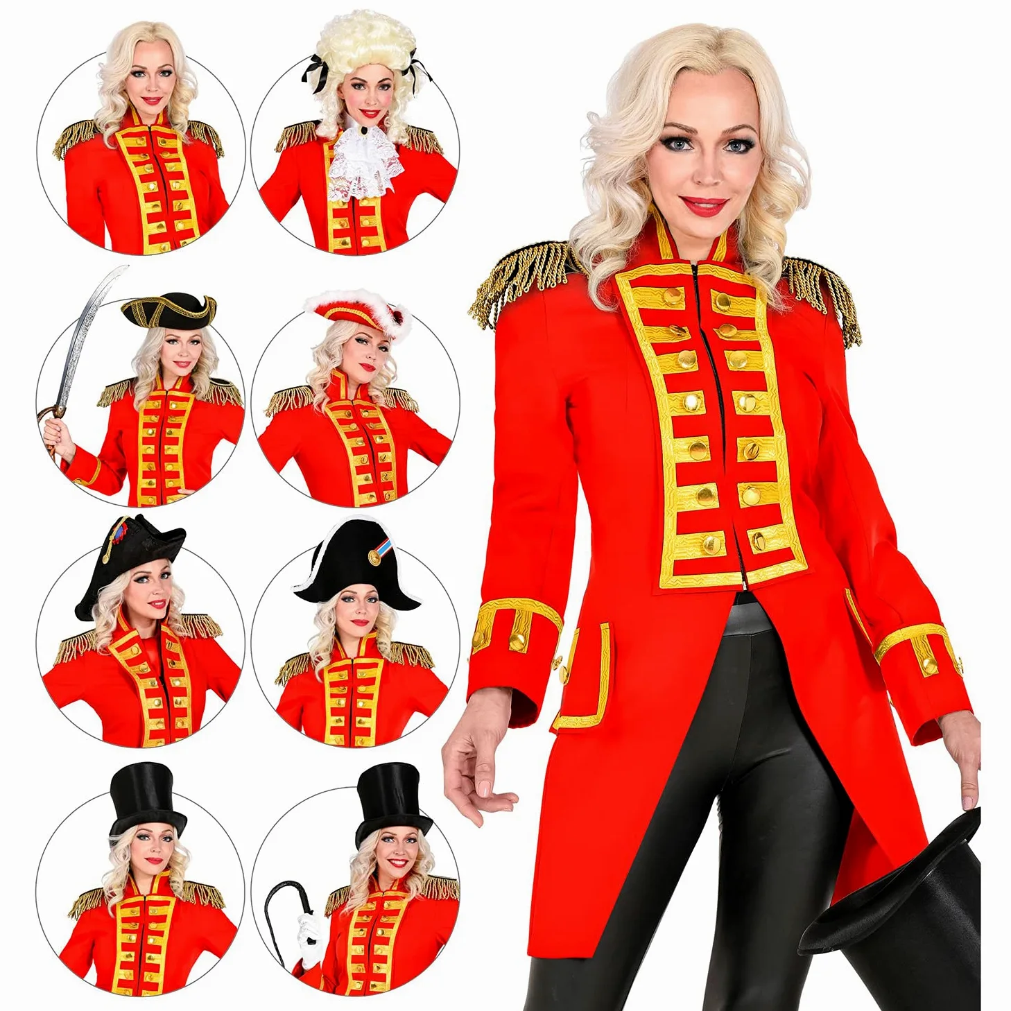 W WIDMANN MILANO Party Fashion - Traje de gala para mujer | Traje de gala para pirata, directora de circo, corista, estrella del rock, uniforme de la guardia y disfraces de carnaval