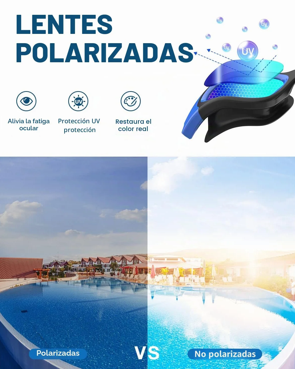 ZIONOR G1 Gafas de natación polarizadas anti niebla anti UV