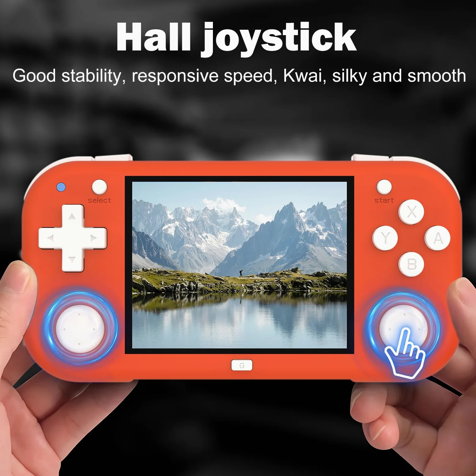 XU Mini M - Consolas de juegos de mano retro, pantalla IPS de 2.8 pulgadas, tarjeta TF de 64 G integrada, con batería de 2600 mAh, duración de 6 horas, color naranja