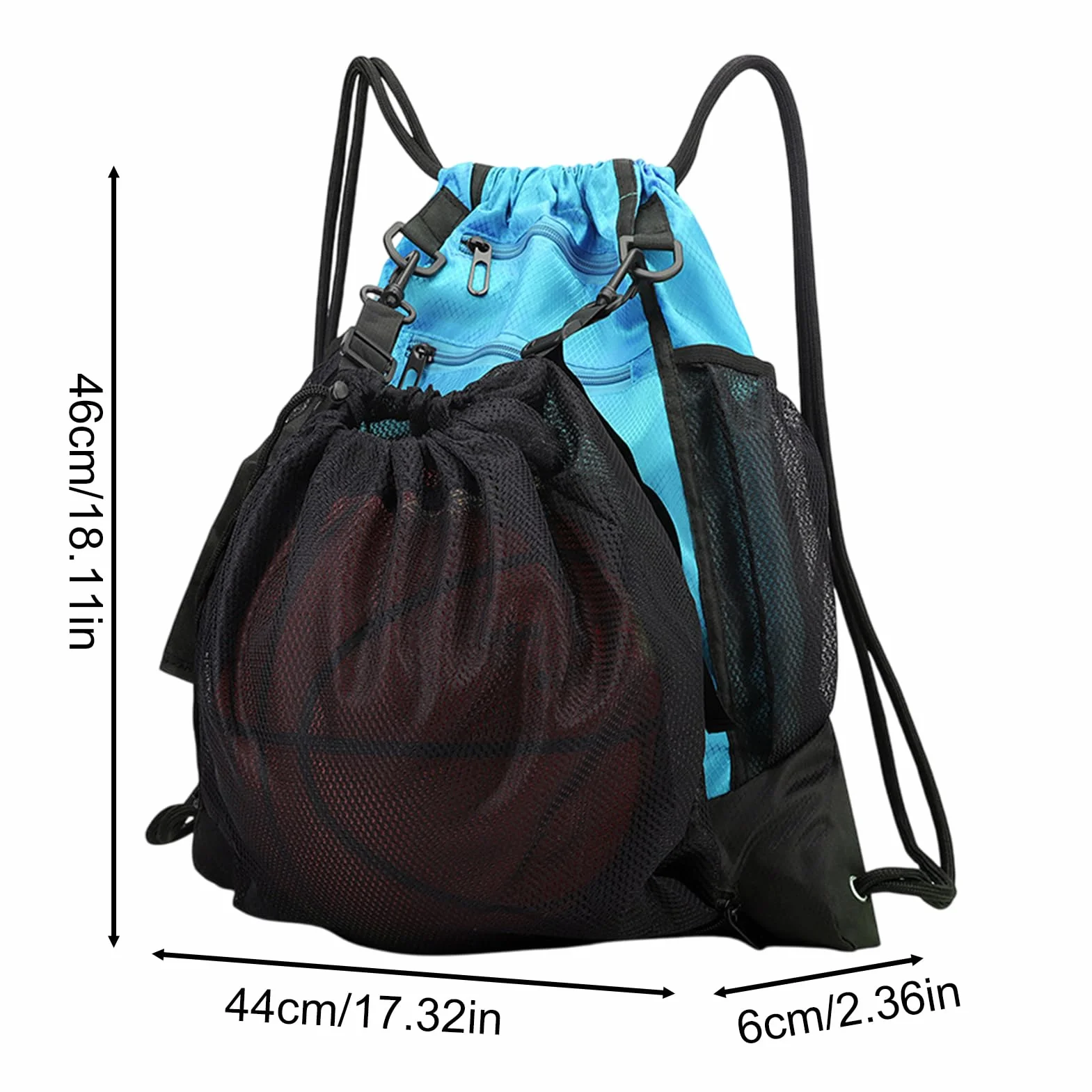Mochila de baloncesto plegable con cordón para exteriores, diseño transpirable, ligera