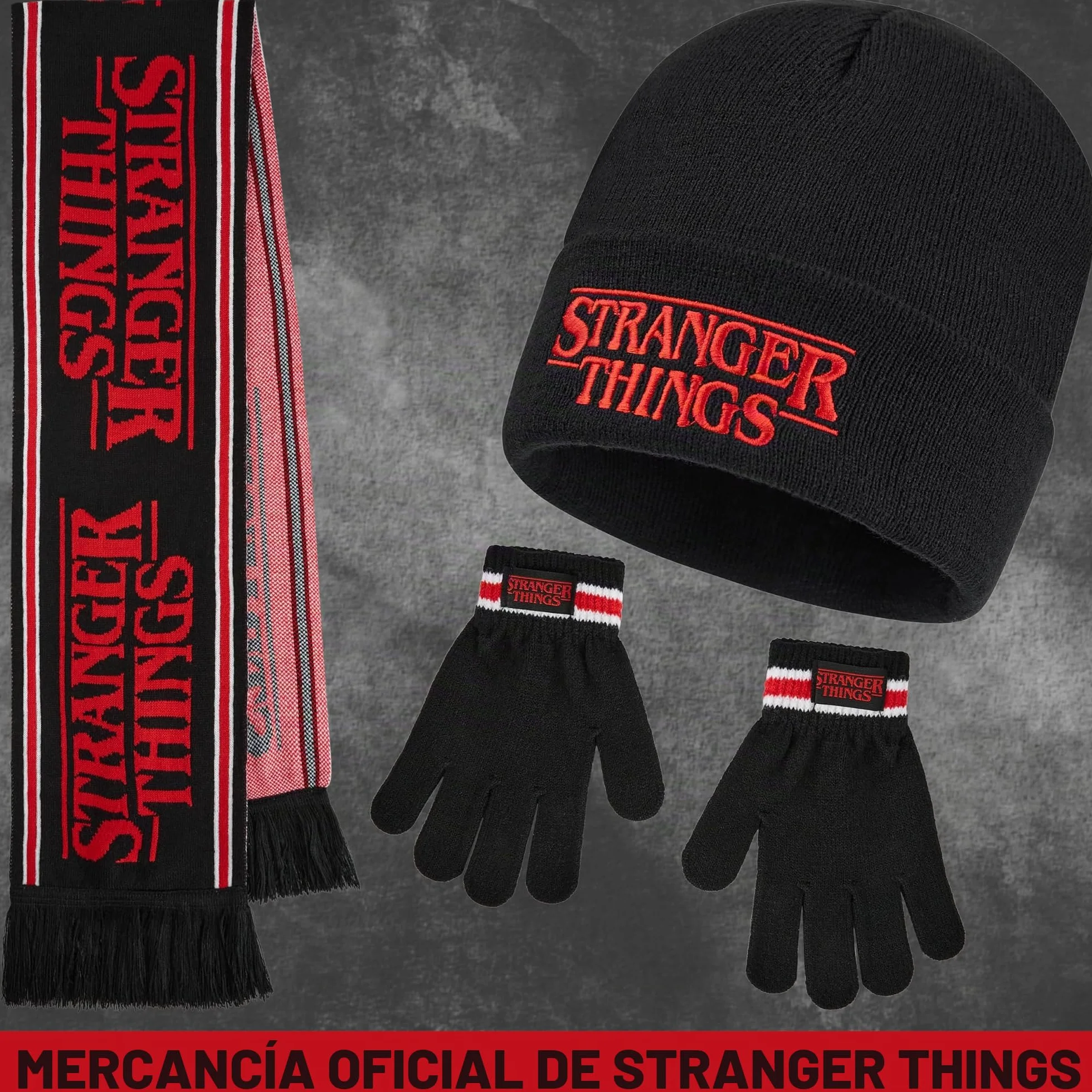 Stranger Things Conjunto Gorro Bufanda y Guantes Niño Niña Ropa Invierno