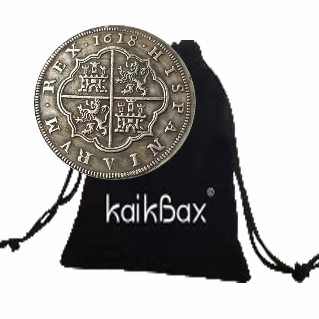 1618 Monedas históricas talladas a mano de España - Grandes monedas europeas de España - Moneda antigua conmemorativa sin circular + Bolsa KaiKBax - Es una moneda artesanal, experiencia futura