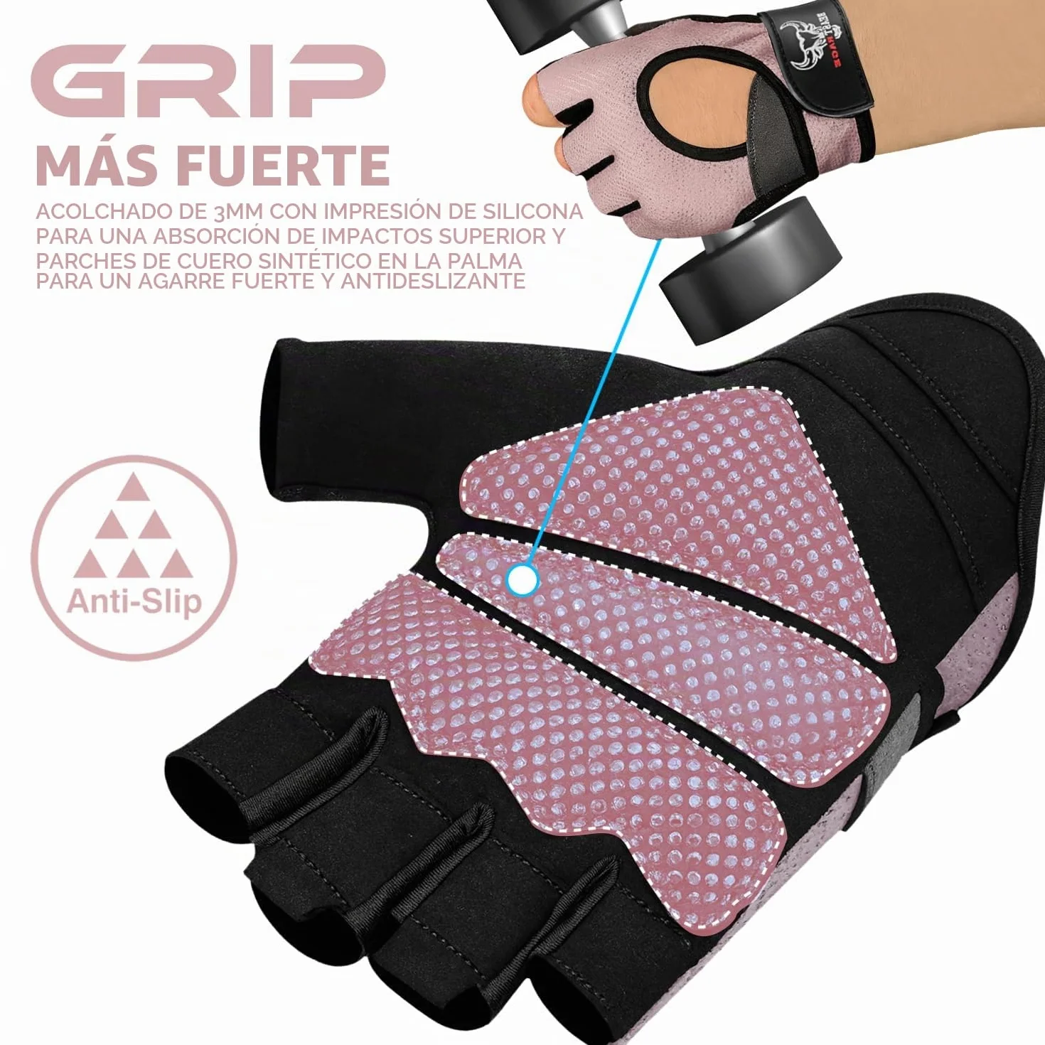 Beast Rage Guantes de Fitness para Levantamiento de Pesas, Transpirables, Antideslizantes, Acolchados de Silicona
