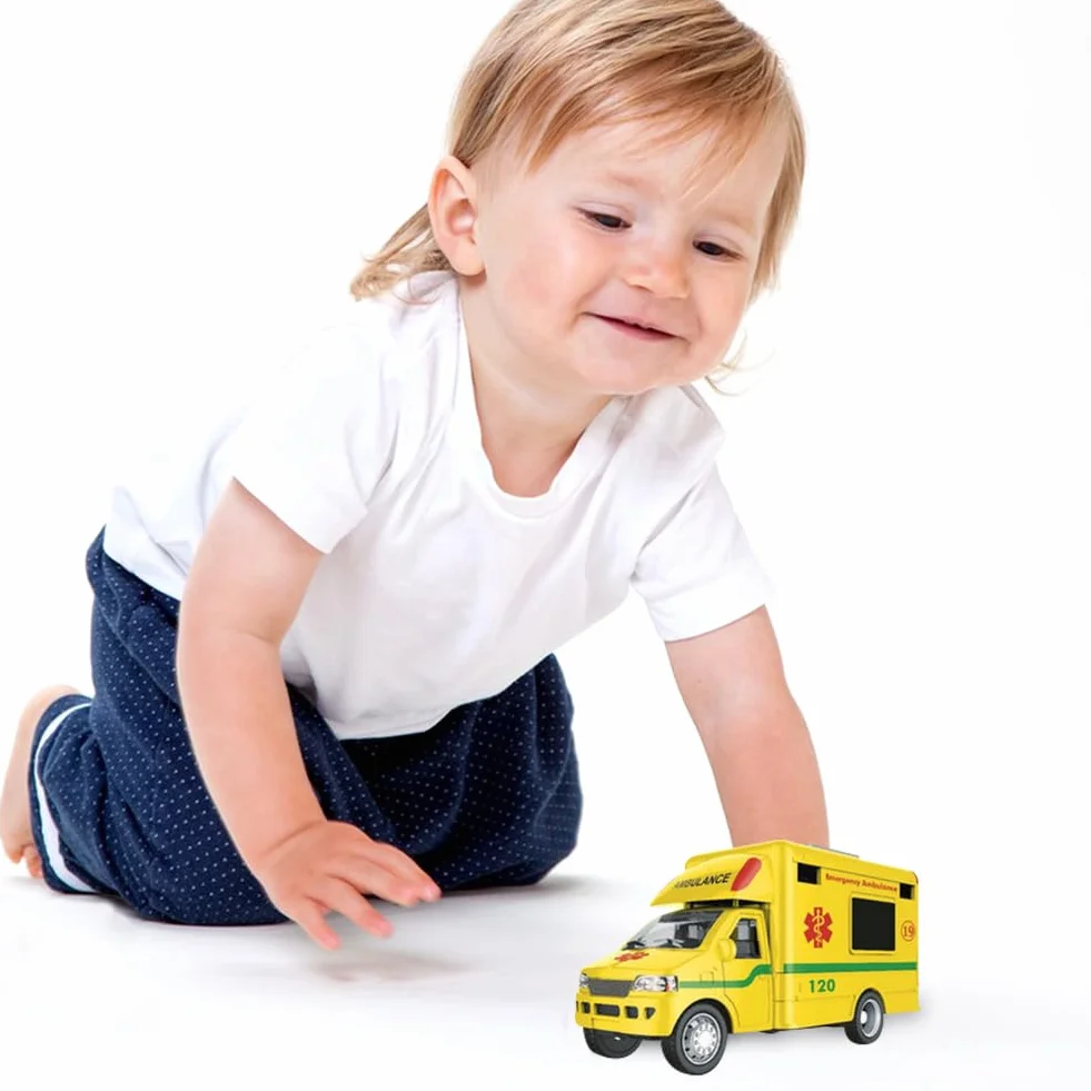 Juguete de Ambulancia de Emergencia, Educativos Metálico Mini Coches de Juguete, Regalo para Niños y Niñas Coche de Juguete para Niños a Partir de 3 Años 12.8 X 5.5 X 6.8 cm