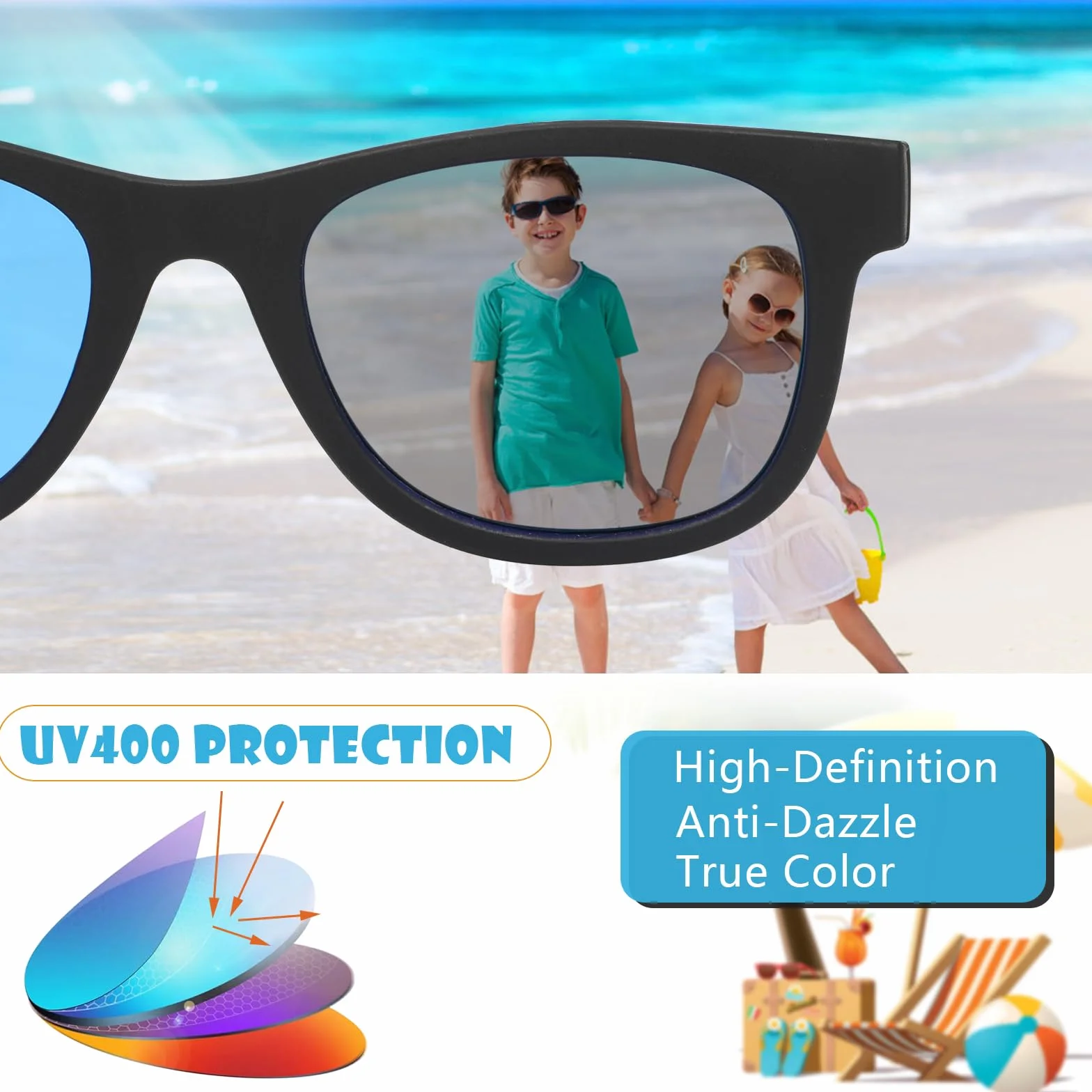Gafas de sol polarizadas UV400 para bebés niño niña protección rayos solares infantiles 2-7 años