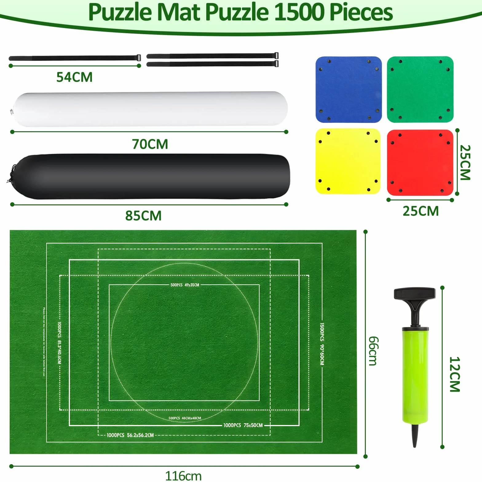 VFANDV Puzzle Mat, Fieltro Tapete Puzzle 500 1000 1500 Piezas, Estera de Rompecabezas Portátil 66 x 116 cm