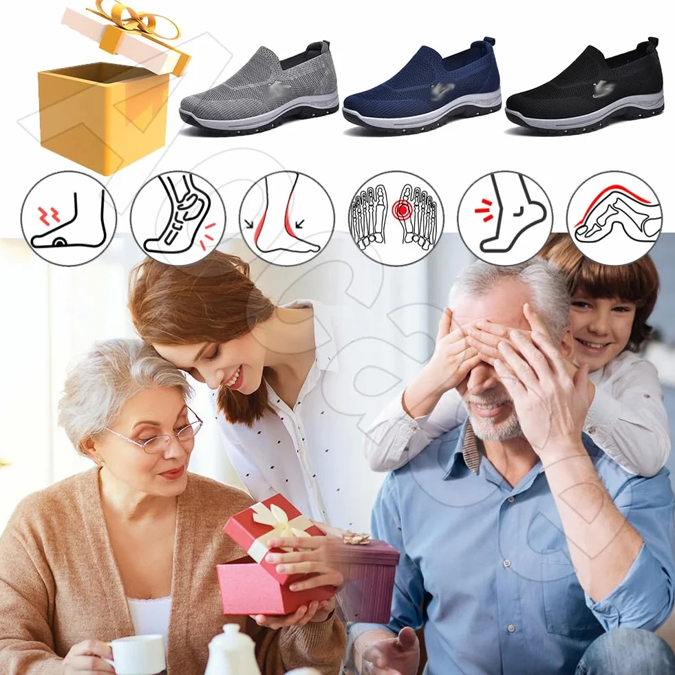 Zapatillas Fascitis Plantar Hombre Sin Cordones Deportivas Malla Zapatos Ortopédicos Caminar Azul 46