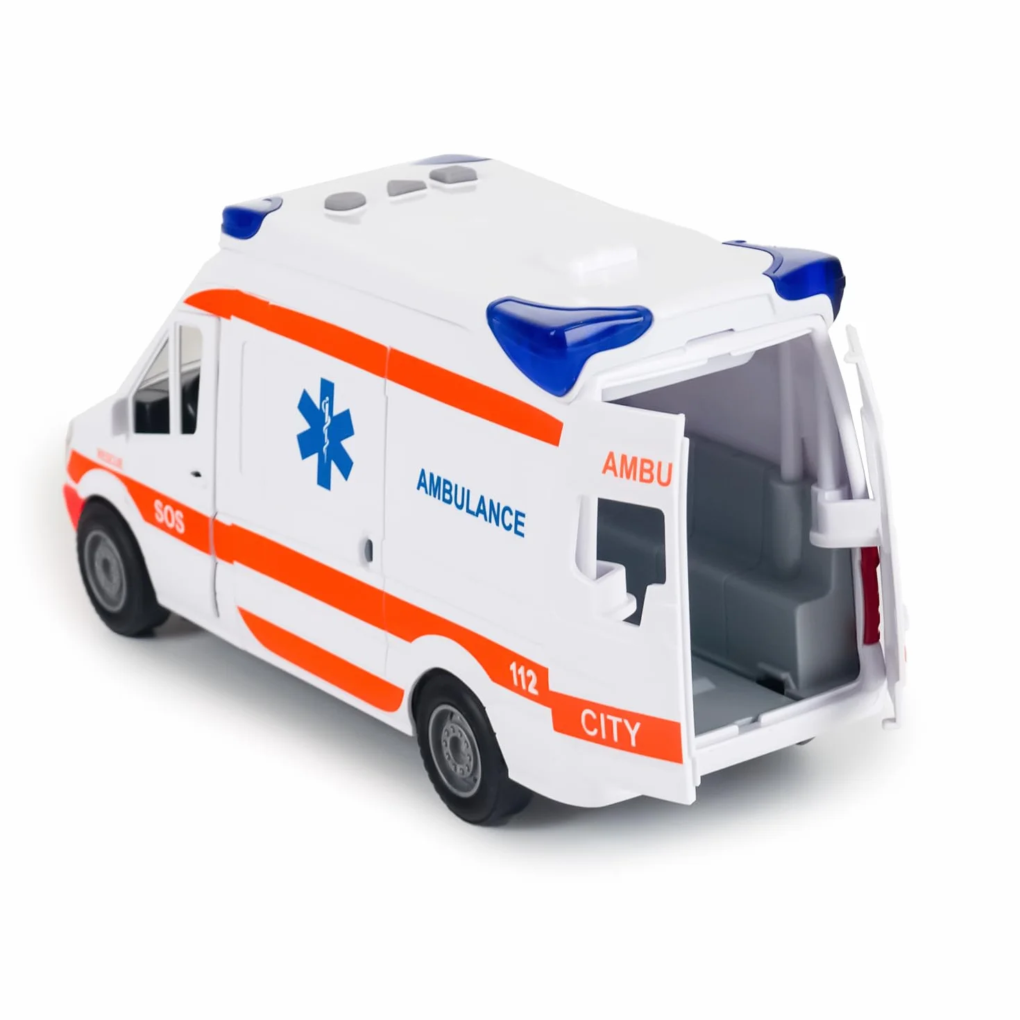 CELMAN Coche de Juguete médico Responder, camioneta de Rescate con Camilla, portón Trasero para Abrir, luz y Sonido, Gran Coche de Juguete Ambulancia para niños a Partir de 3, 4, 5, 6, 7, 8 años