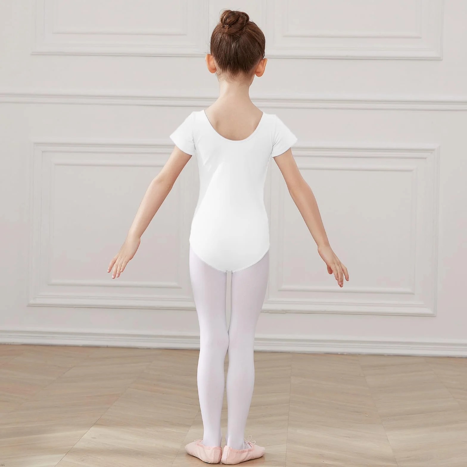 HIPPOSEUS Maillot de Ballet Danza para Niña Mangas Corta Leotardos Clásico Gimnasia Ritmica