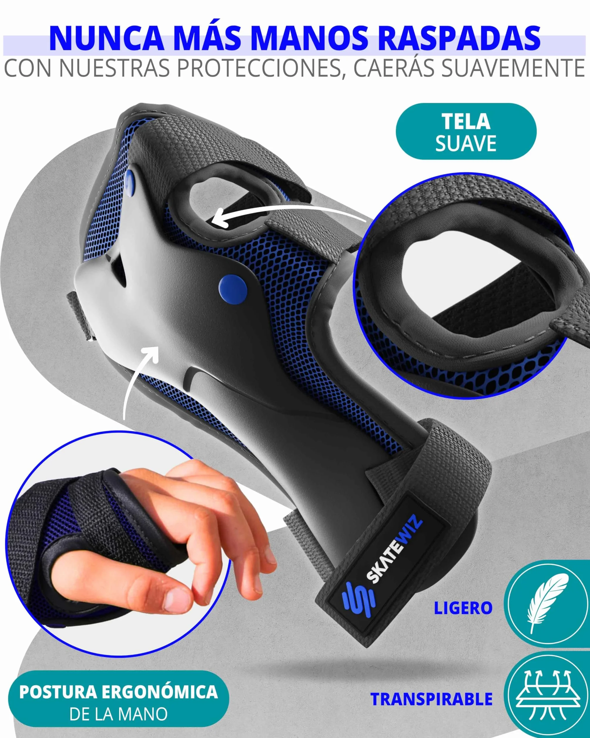 SKATEWIZ Protecciones Patines Rodilleras Coderas Skate Scooter SMASH