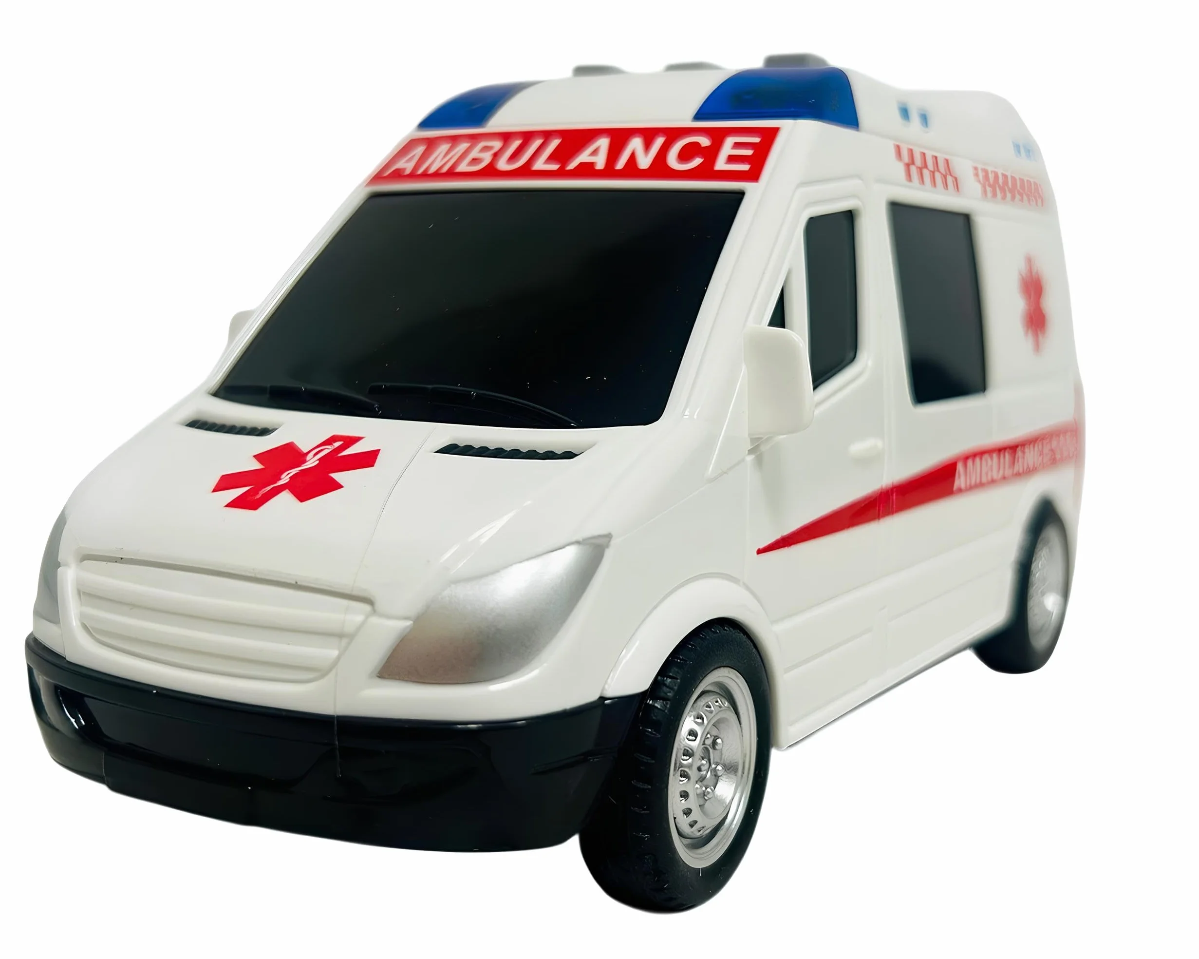 Ambulancia - Juguete con luces y sonidos reales, movimiento de embrague, ambulancia, grande, 18 cm, primeros auxilios con luces y sonidos, ambulancias para niños, con movimiento de embrague, sirenas