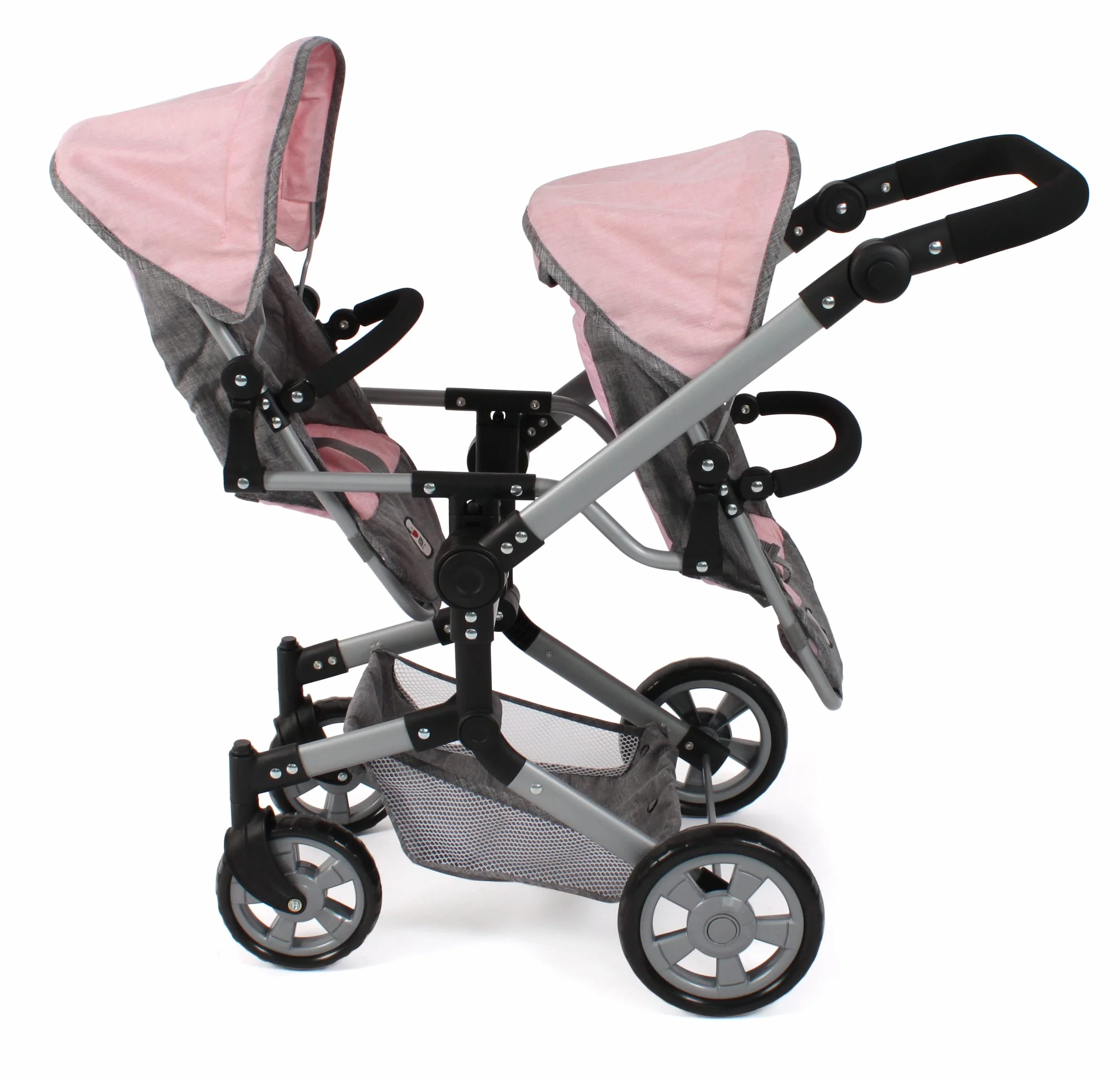 Bayer Chic 2000 Cochecito para muñecas Linus Duo Gris Melange Rosa