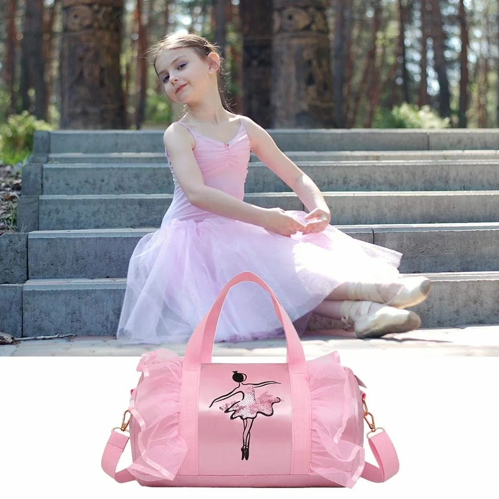 Bolso de baile de ballet para niña, bolso de mano, rosa