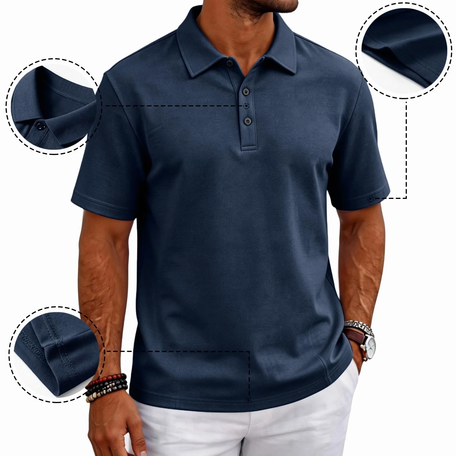 MOKBAY Camisetas Manga Corta Hombre Slim Fit Transpirable Deportivo Trabajo Casual