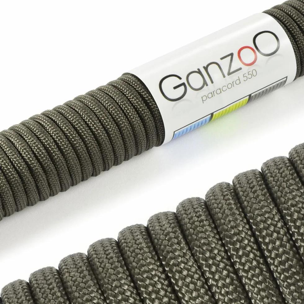 Ganzoo Paracord 550 Survival Rope 31m 100ft Fern Green Nylon