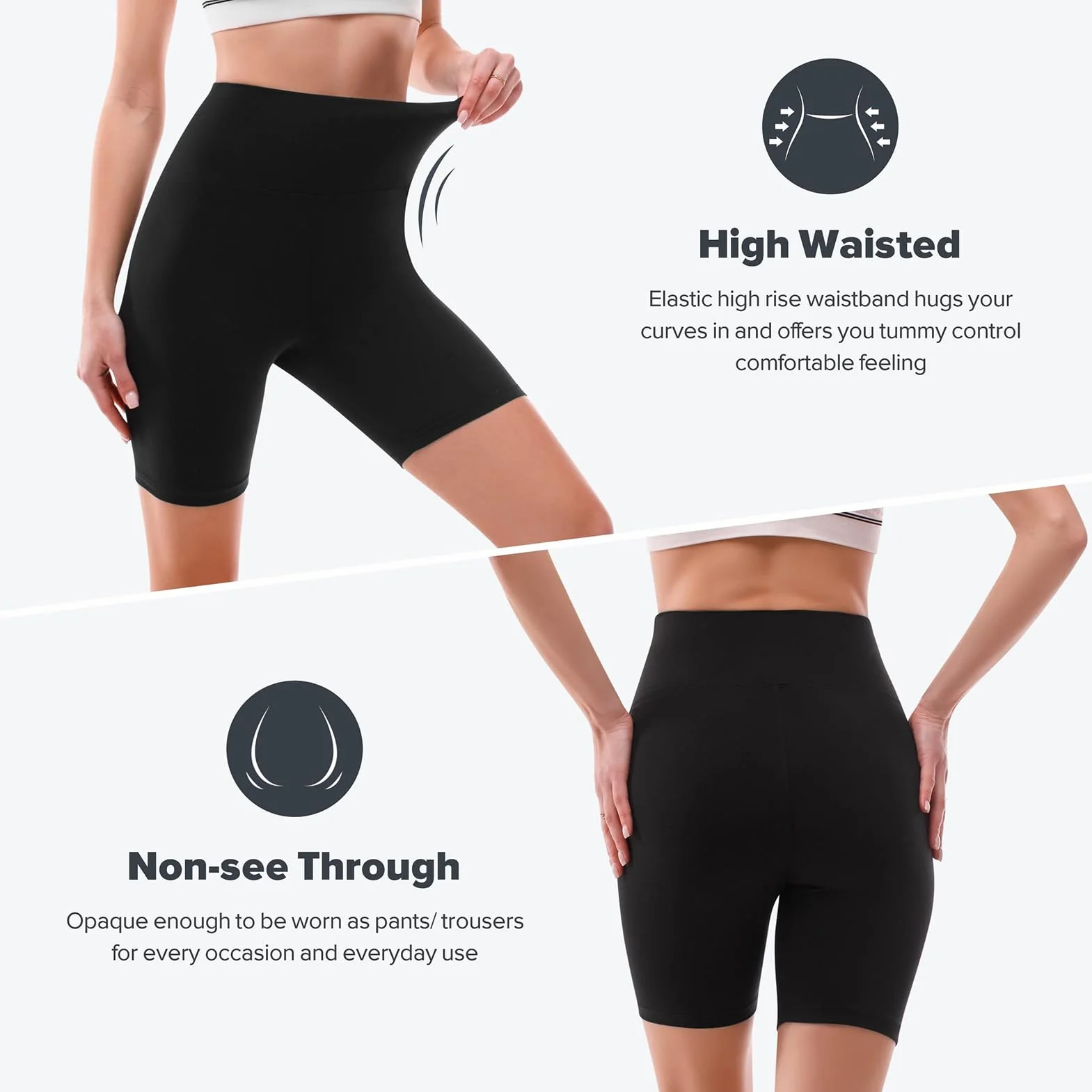 SINOPHANT Leggins de Cintura Alta para Mujer, Pantalones Cortos Elásticos con Control de Abdomen