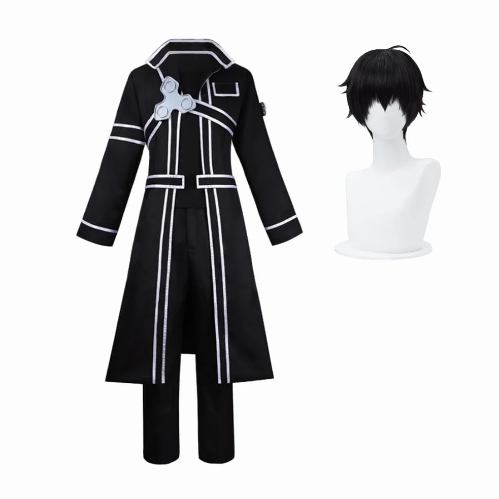 Kirito Cosplay Asuna Disfraz Anime Kirito Disfraz Negro Uniforme Gabardina Yuuki Asuna Disfraz Halloween