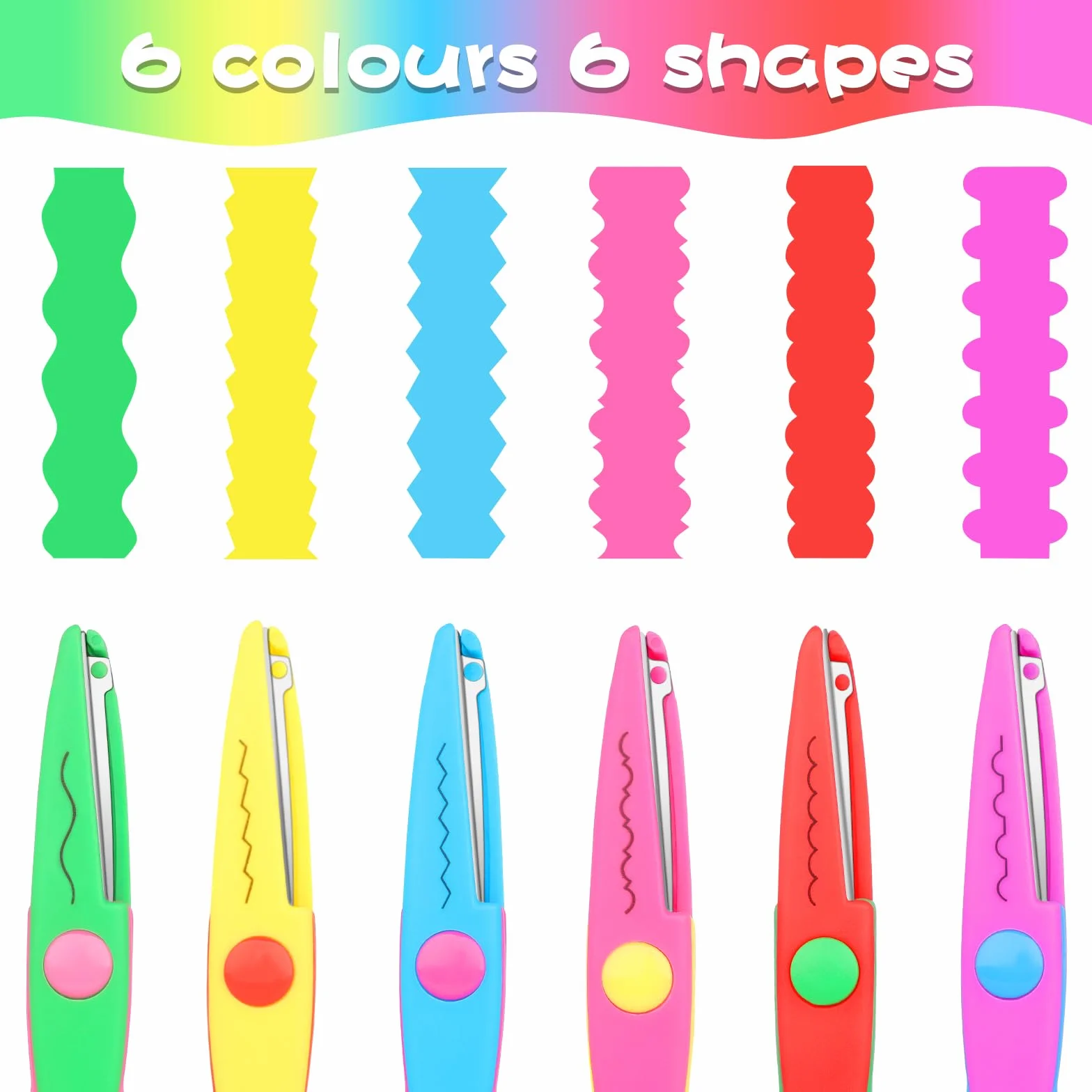 Tijeras para manualidades para niños, juego de 6 piezas, coloridas y seguras, varios diseños seguros para que los niños lo usen, Zig