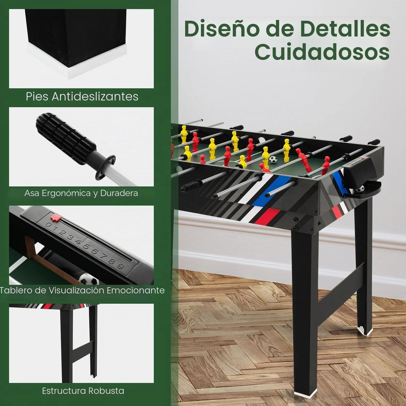 GOPLUS 4 en 1 Juegos de Mesa Adulto y Niño, Mesa Multijuegos de Fútbolin, Hockey, Ping-Pong, Billar, 125 x 97 x 83 cm，2-4 Juegos Interactivos para Hogar, Fiesta, Negro