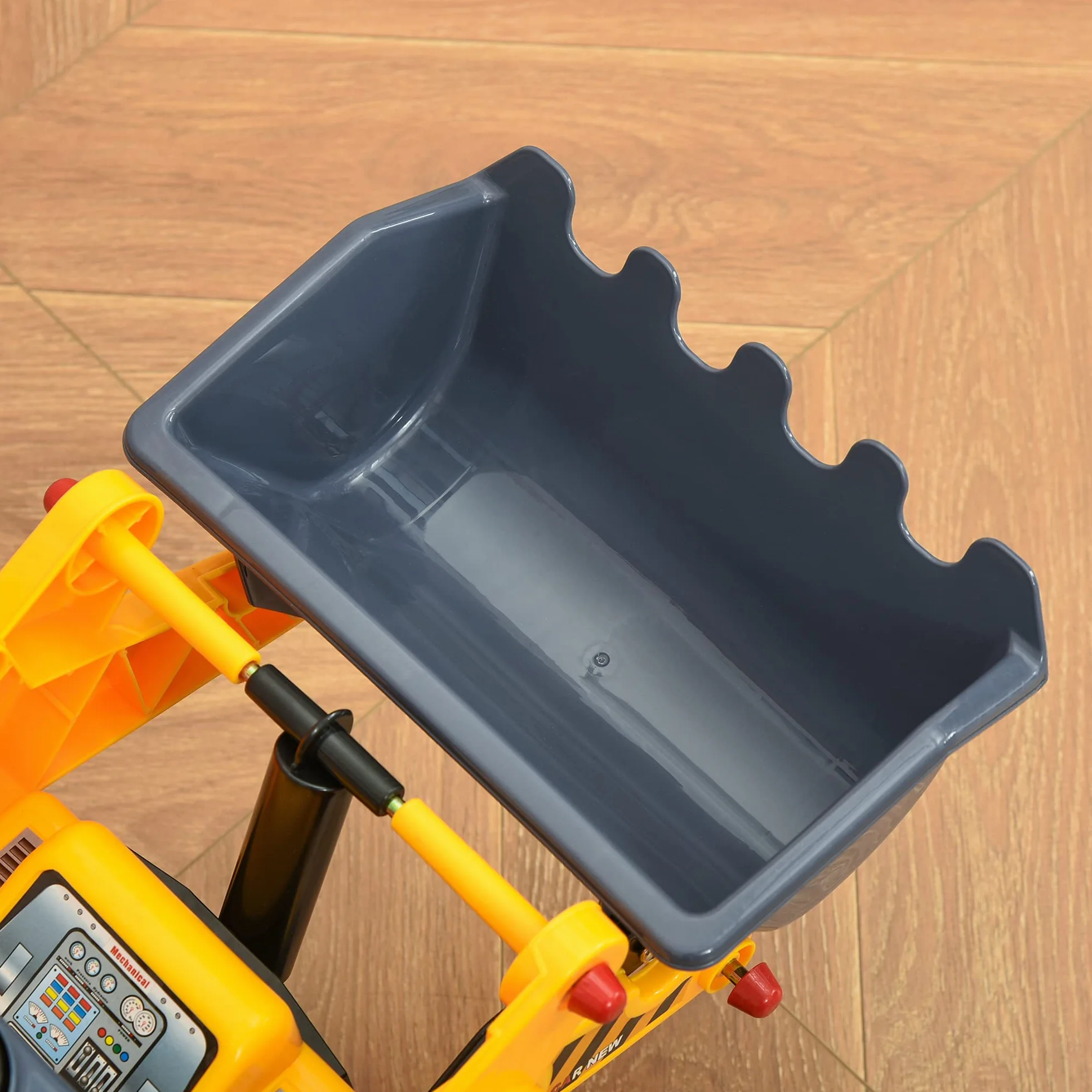 HOMCOM Camion Correpasillos Tractor sin Pedales para Niños de 2-3 Años con Pala Excavadora Espacio de Almacenaje Oculto y Bocina 70x26x37 cm Amarillo