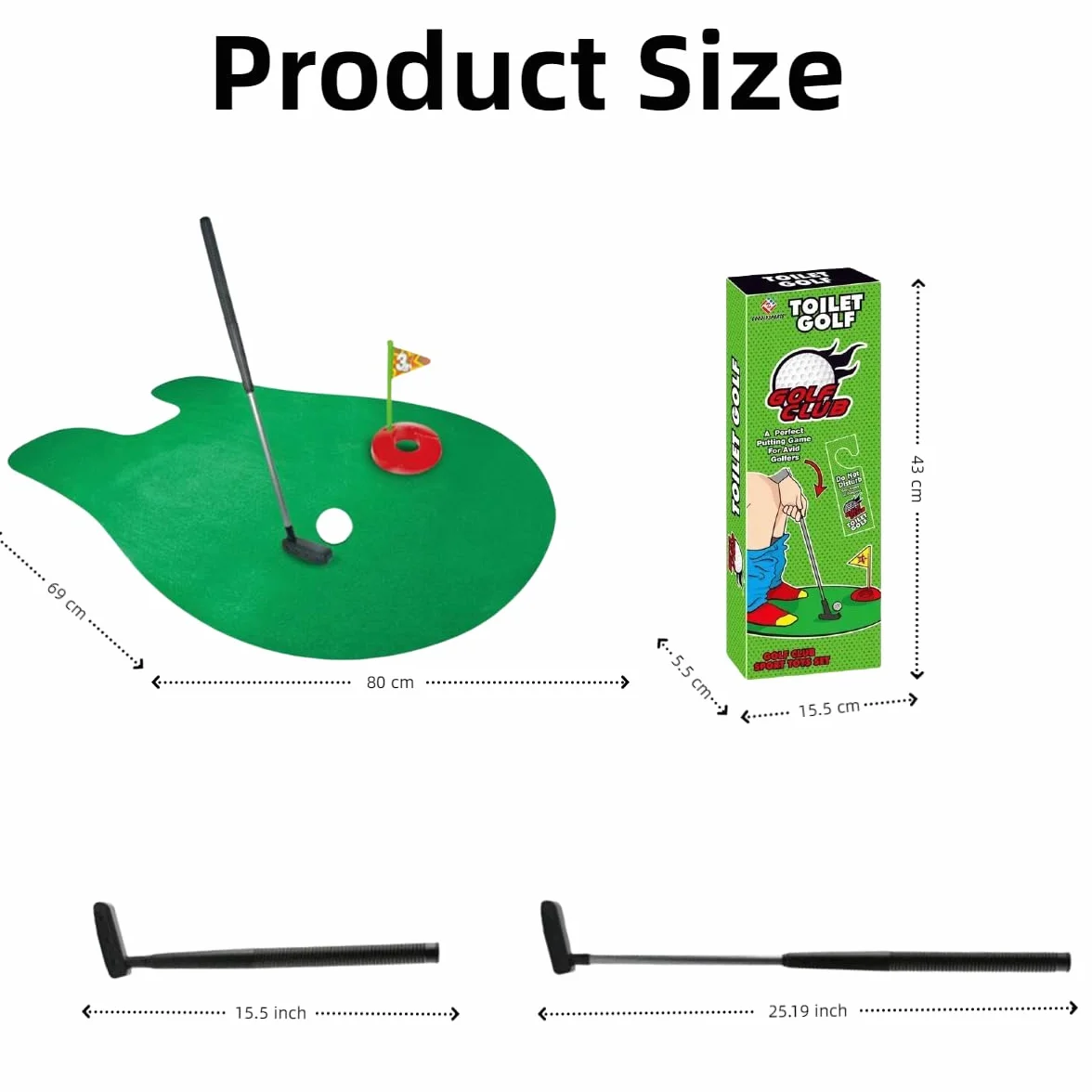 Kiuiom Funny Potty Putter,Mini-Golf para Baño,Juegos de Golf para Inodoro,WC Juego de Golf con Palo,2 Pelotas y Colgador para Puerta,Un Regalo Divertido para el Inodoro Que es Adecuado para Regalar