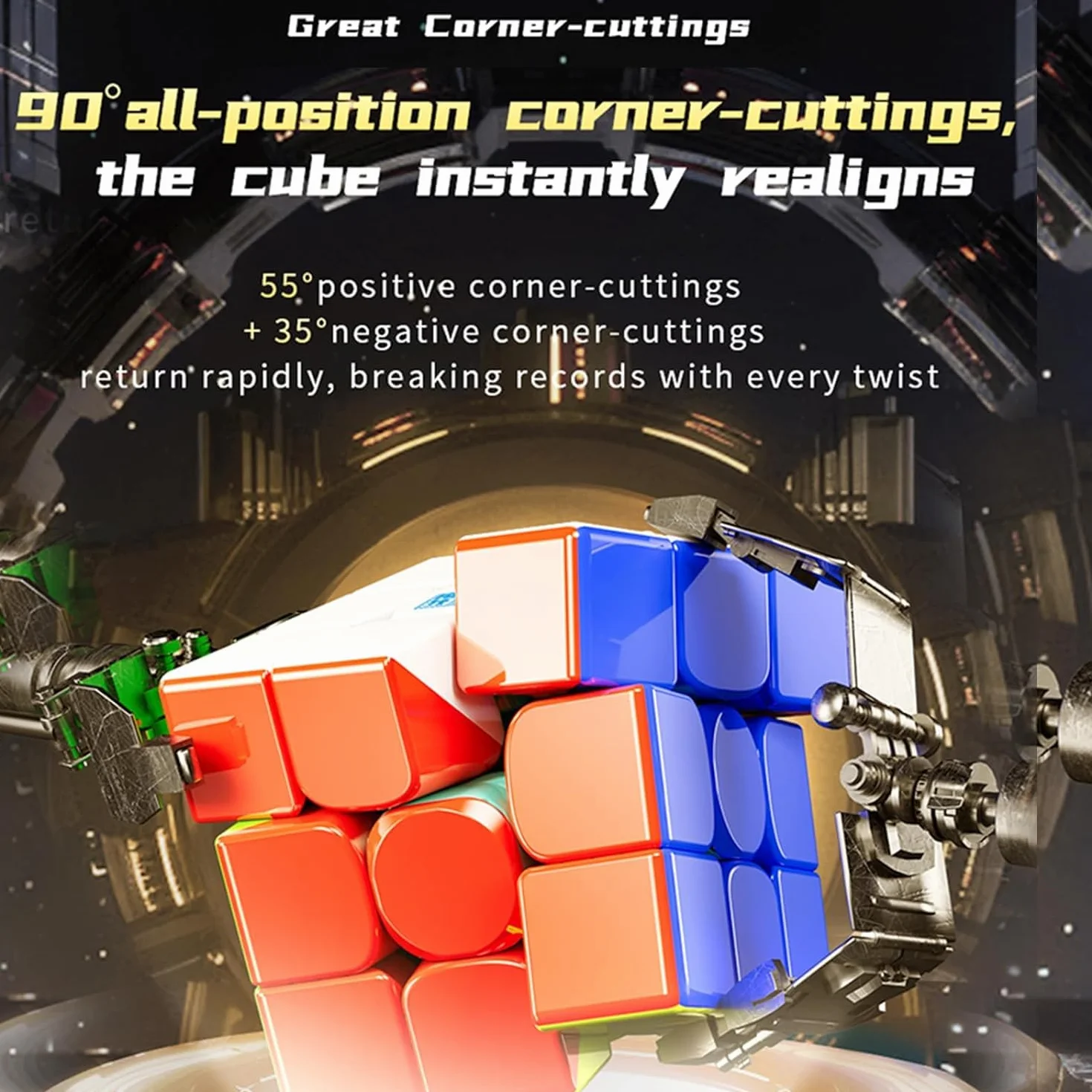 Moyu RS3M V5 3x3 SpeedCube, Professional 3x3 Magic Cube Stickerless RS3M V5 Magnetic Master Cube (Magnetic Dual Adjustment) Gift for Speed Cuber