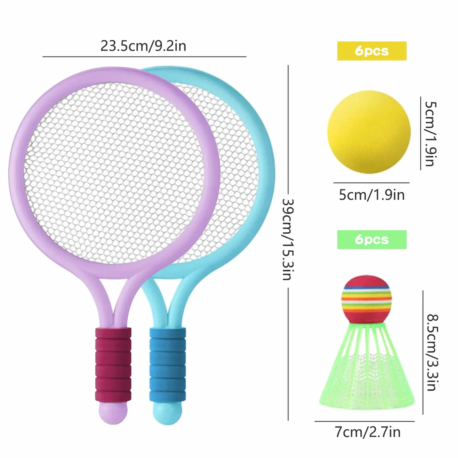 Juego de Raquetas de Tenis y Bádminton para Niños, Ligero, Raqueta de Juguete, Deportes Educativos