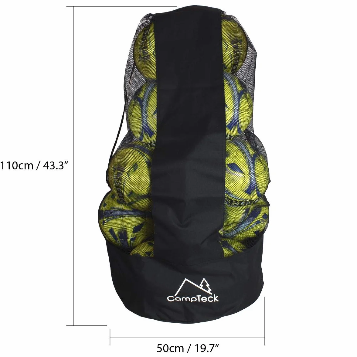 CampTeck U7081 Bolso Saco Futbol Bolsa Pelotas Poliéster Correa Hombro 12-15 Bolas Negro