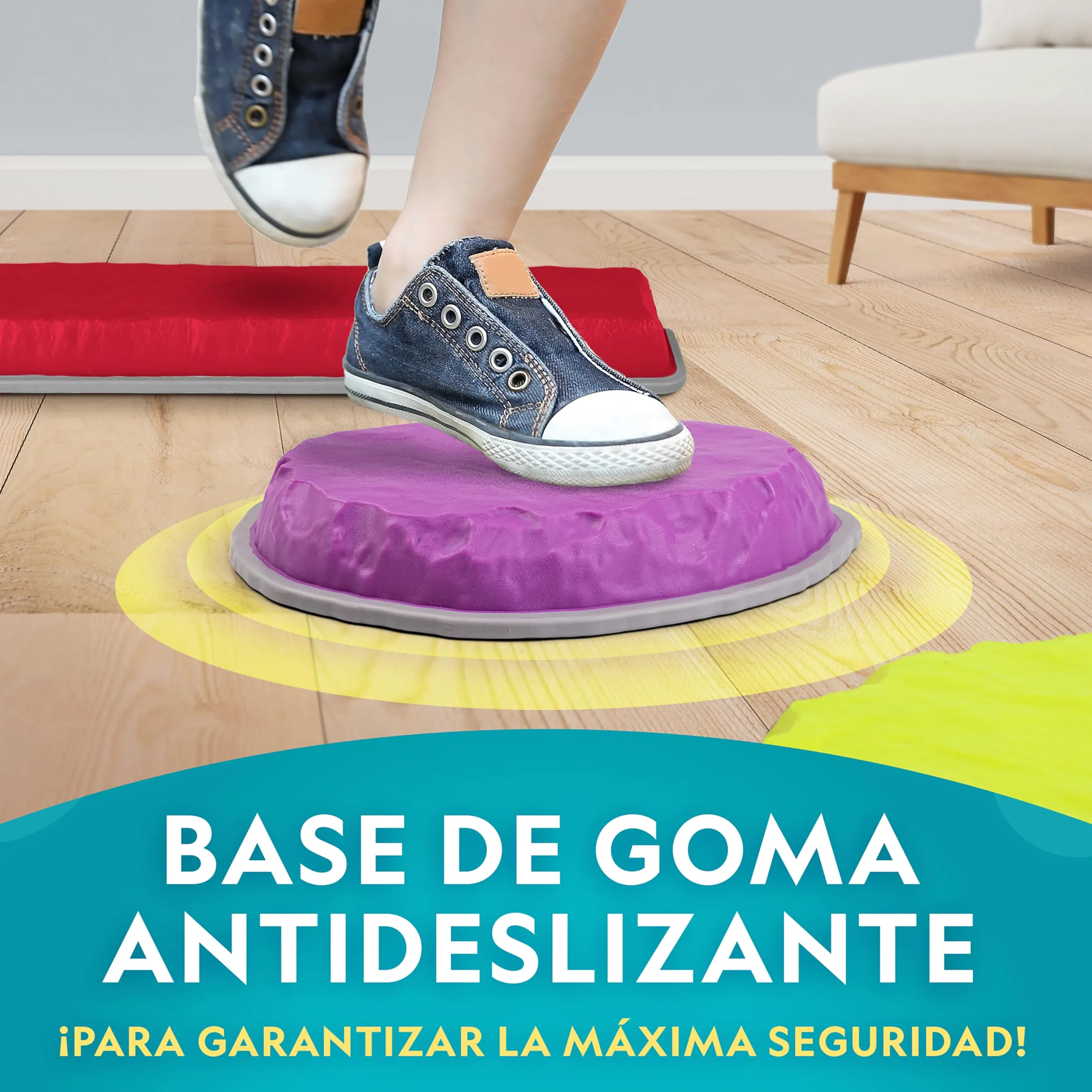 National Geographic Kids Piedras de Equilibrio y Barras de Balance – Set de circuito de obstáculos de 12 piezas para niños 3+ con dado de espuma, tarjetas Play & Learn y base antideslizante