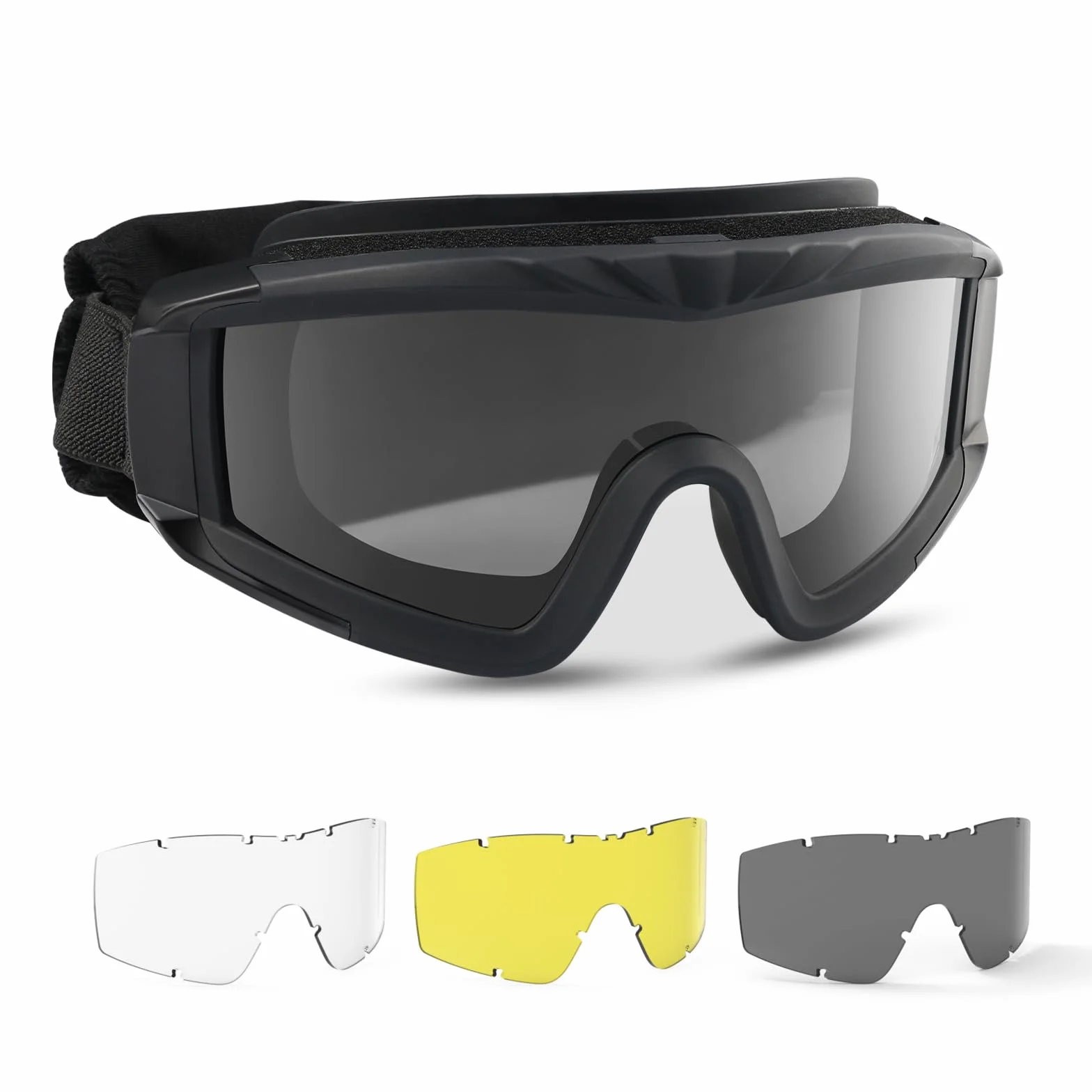 Feyachi Gafas de airsoft tácticas con 3 lentes intercambiables protección UV400 antivaho para tiro caza paintball